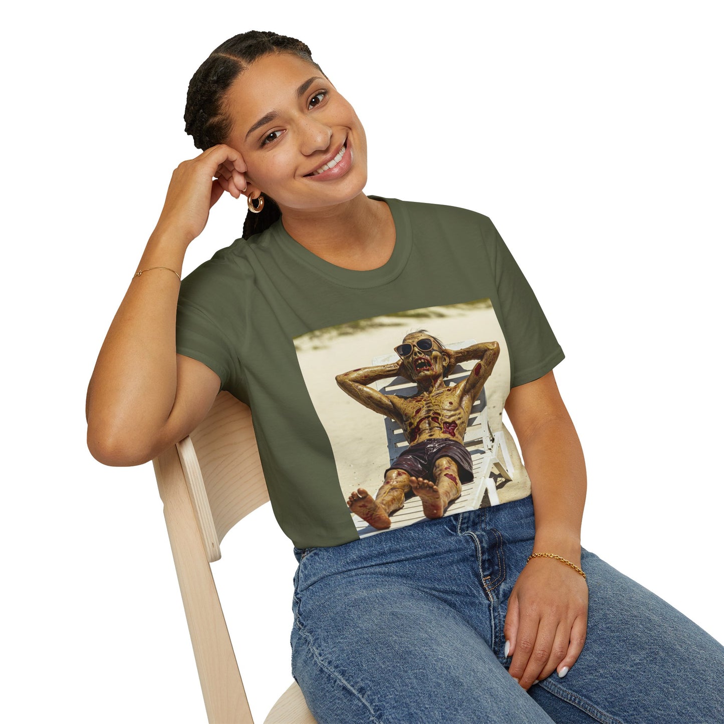 Chillin' Skeleton Unisex Softstyle T-Shirt - Perfect for Halloween & Casual Wear