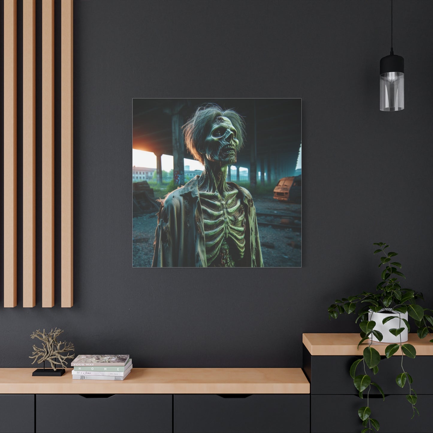 Creepy Skeleton Wall Art | Matte Canvas Decor for Halloween & Gothic Lovers