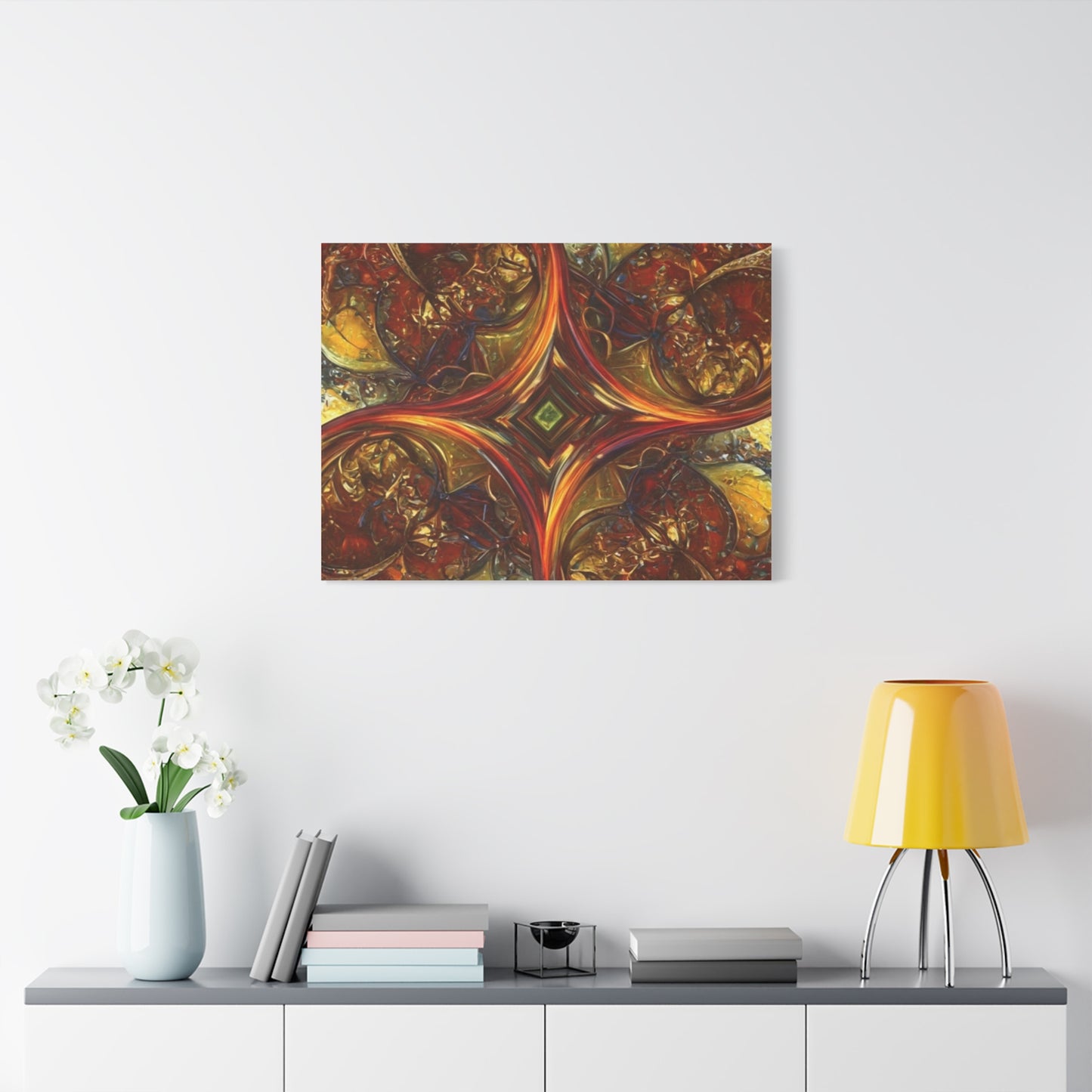 Abstract Art Matte Canvas Wall Decor - Vibrant Fractal Design, Colorful Home Accent