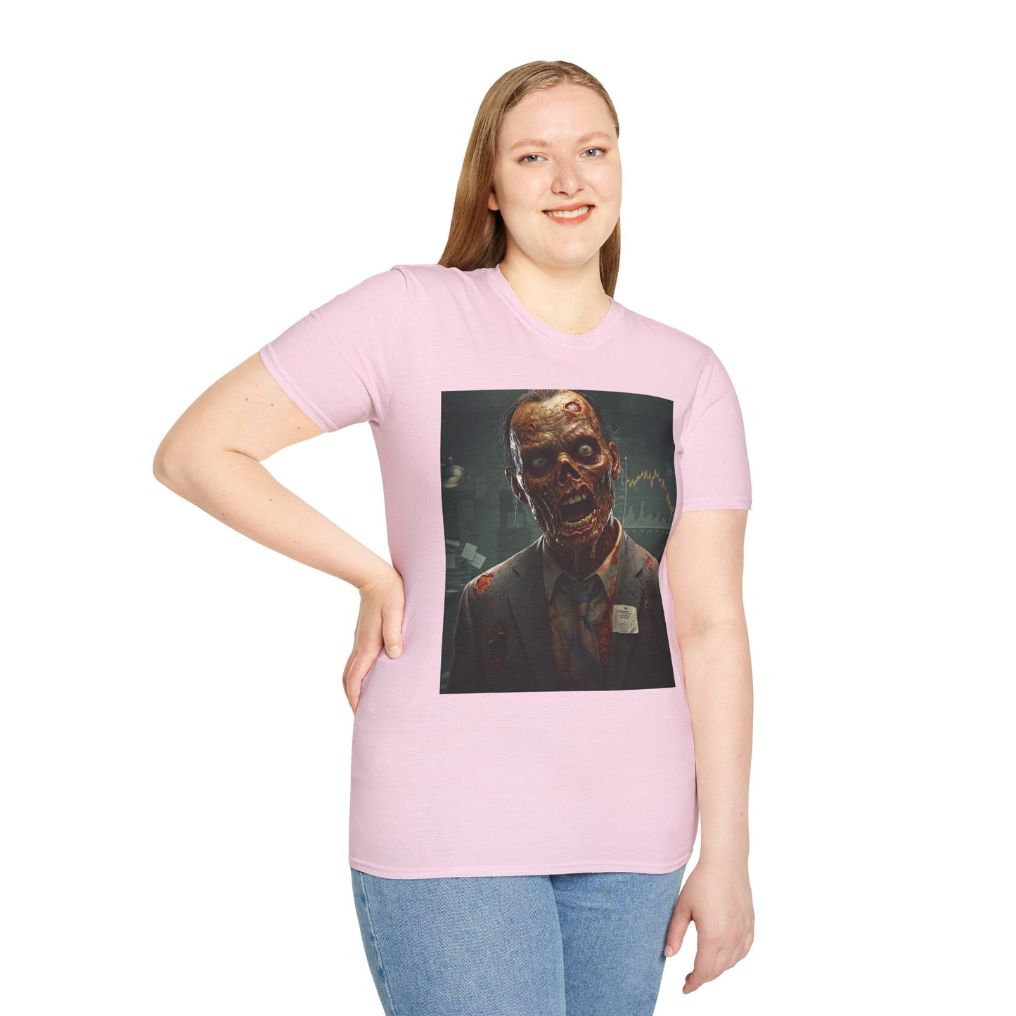 Zombie Businessman Unisex Softstyle T-Shirt | Spooky Halloween Apparel
