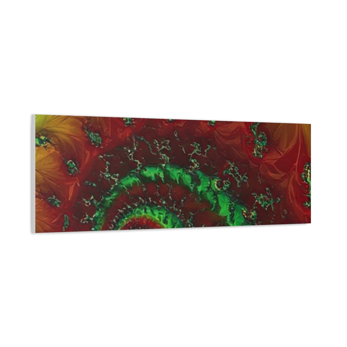 Vibrant Fractal Art Canvas - Green and Red Abstract Wall Decor