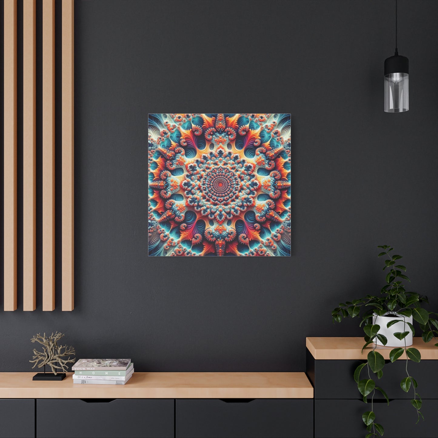 Vibrant Fractal Art Canvas – Stunning Stretched Wall Decor for Home or Office