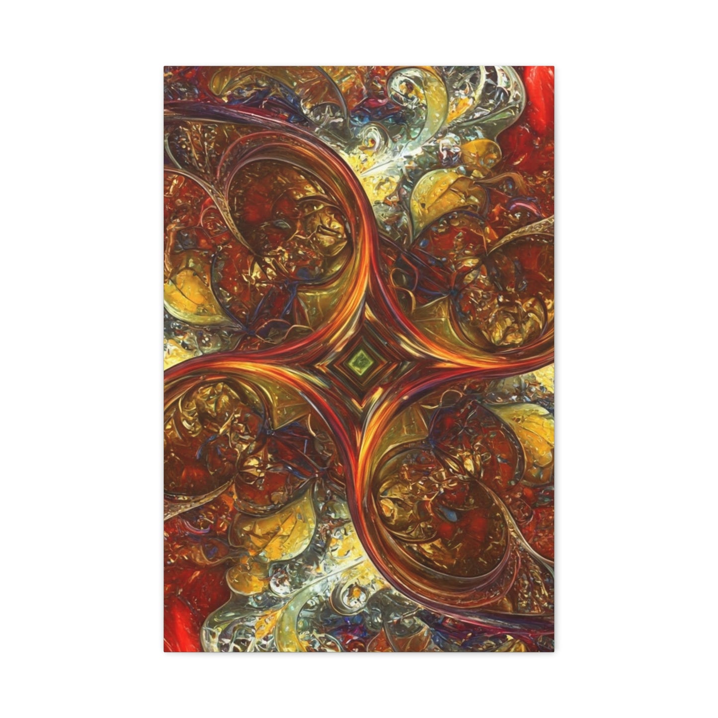 Abstract Art Matte Canvas Wall Decor - Vibrant Fractal Design, Colorful Home Accent