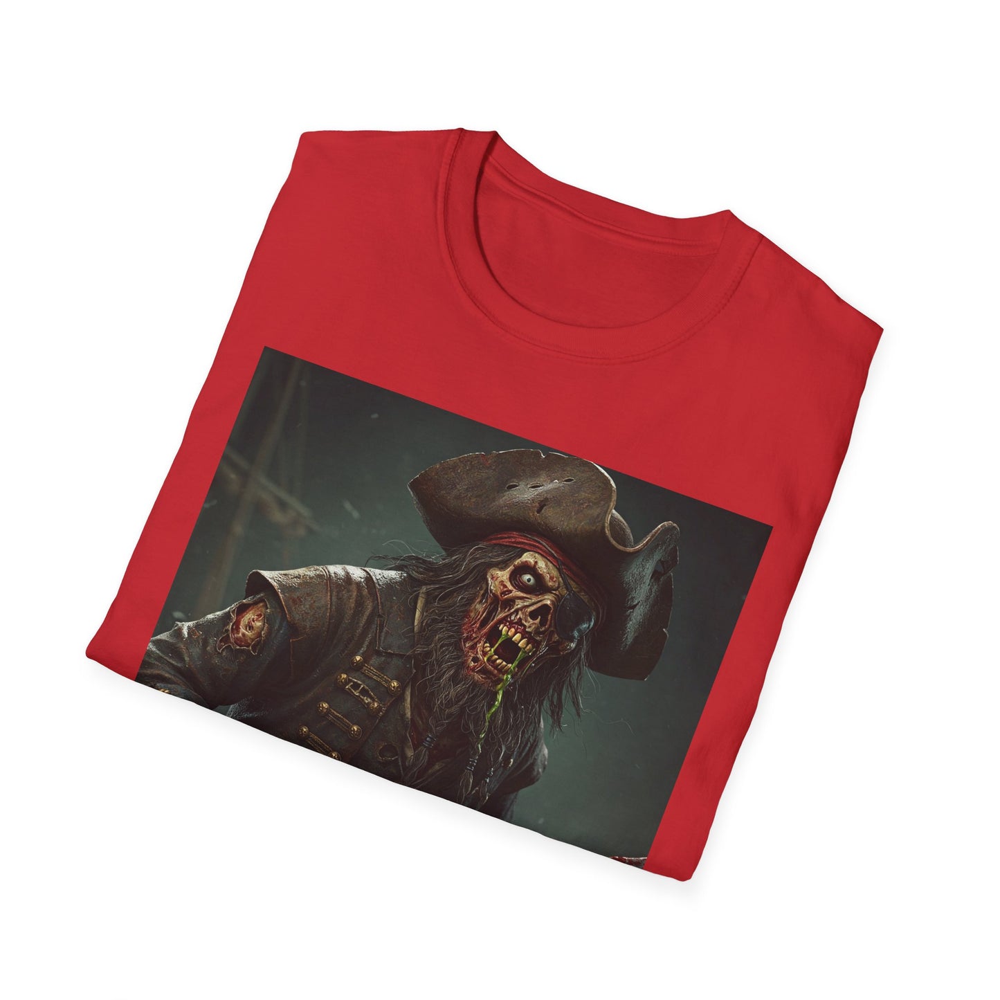 Zombie Pirate Graphic Unisex T-Shirt - Perfect for Halloween and Casual Wear