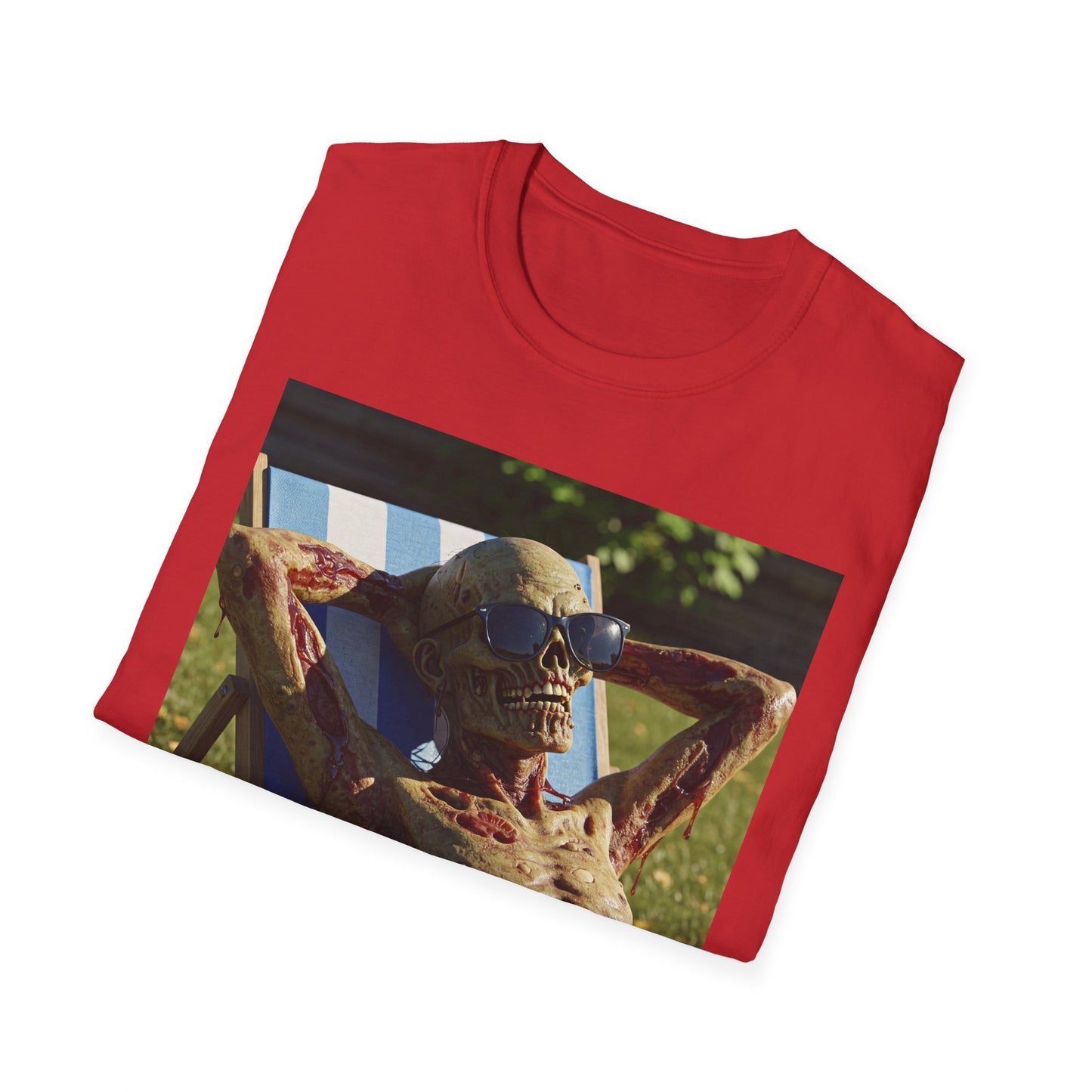 Chillin' Skeleton Unisex Softstyle T-Shirt - Casual Halloween Vibe