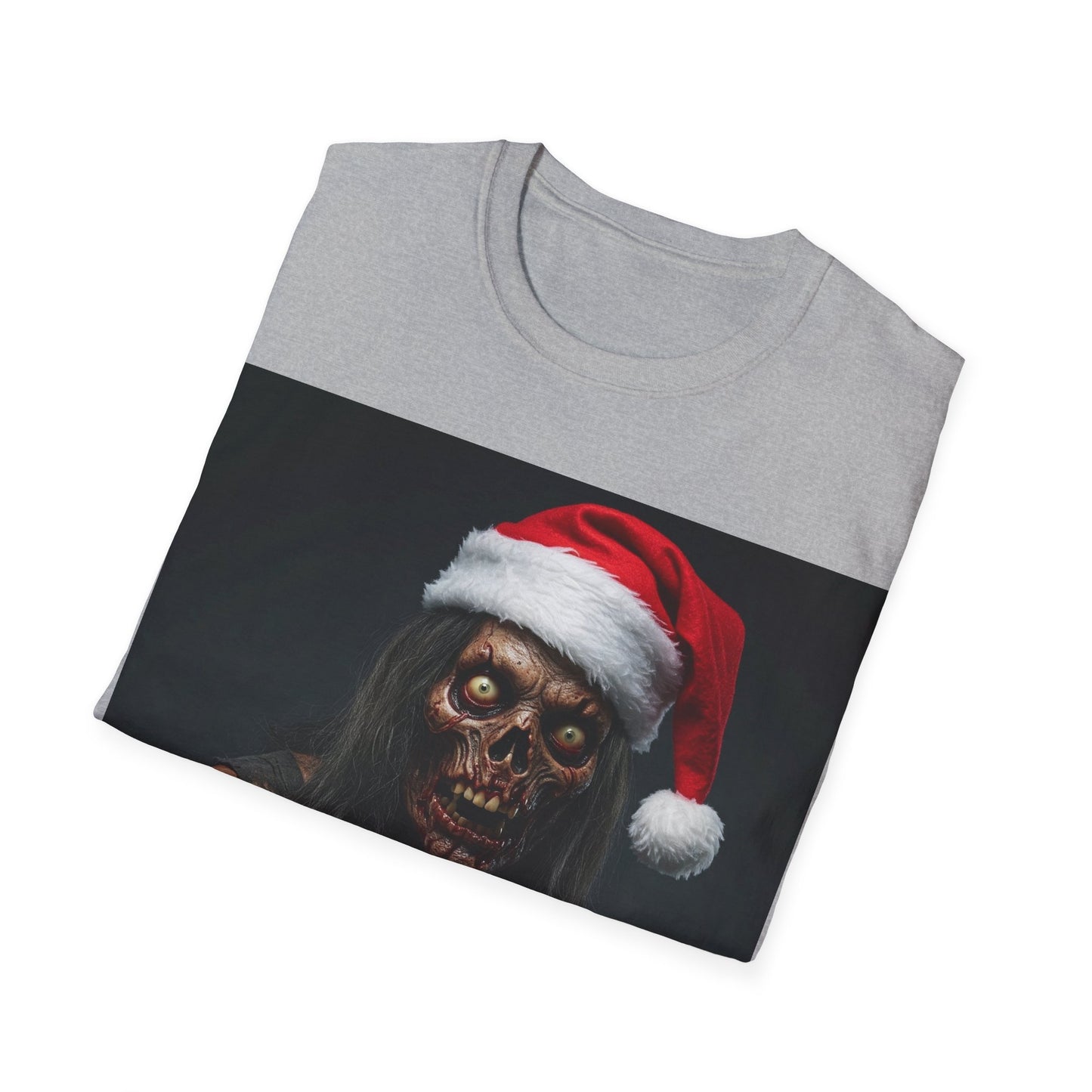 UK - Festive Zombie and Cat Apocalyptic Portrait Tee, bold, decaying zombie graphic