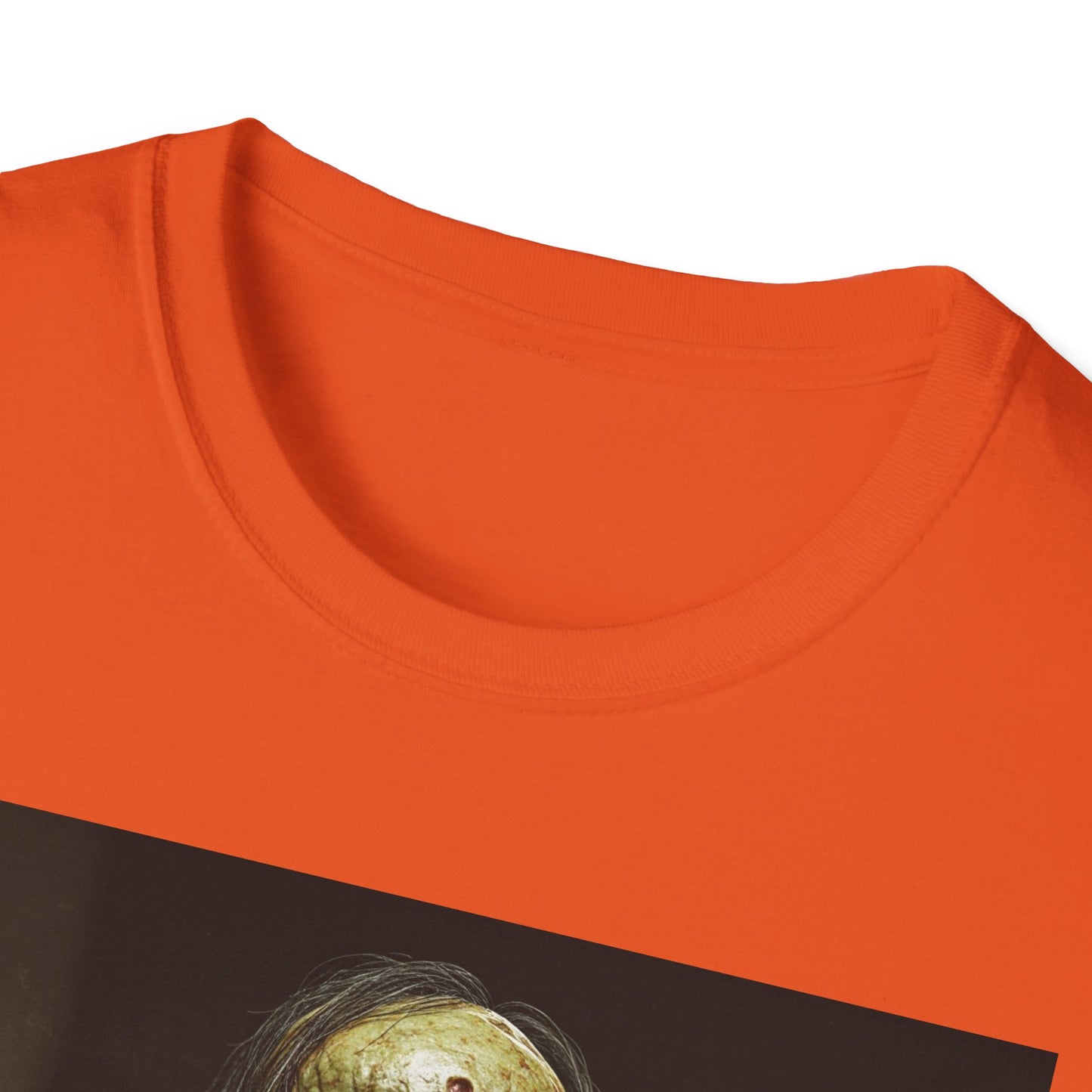 Creepy Horror-Themed Unisex Softstyle T-Shirt for Halloween