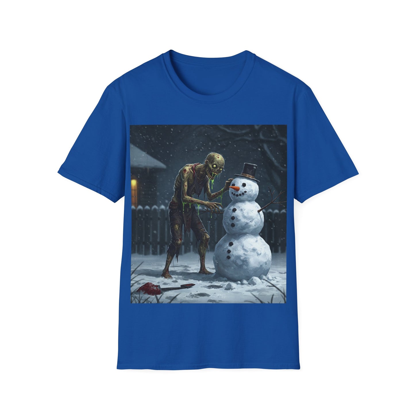 UK - Merry Horror Unisex Softstyle T-Shirt - Creepy Snowman Design