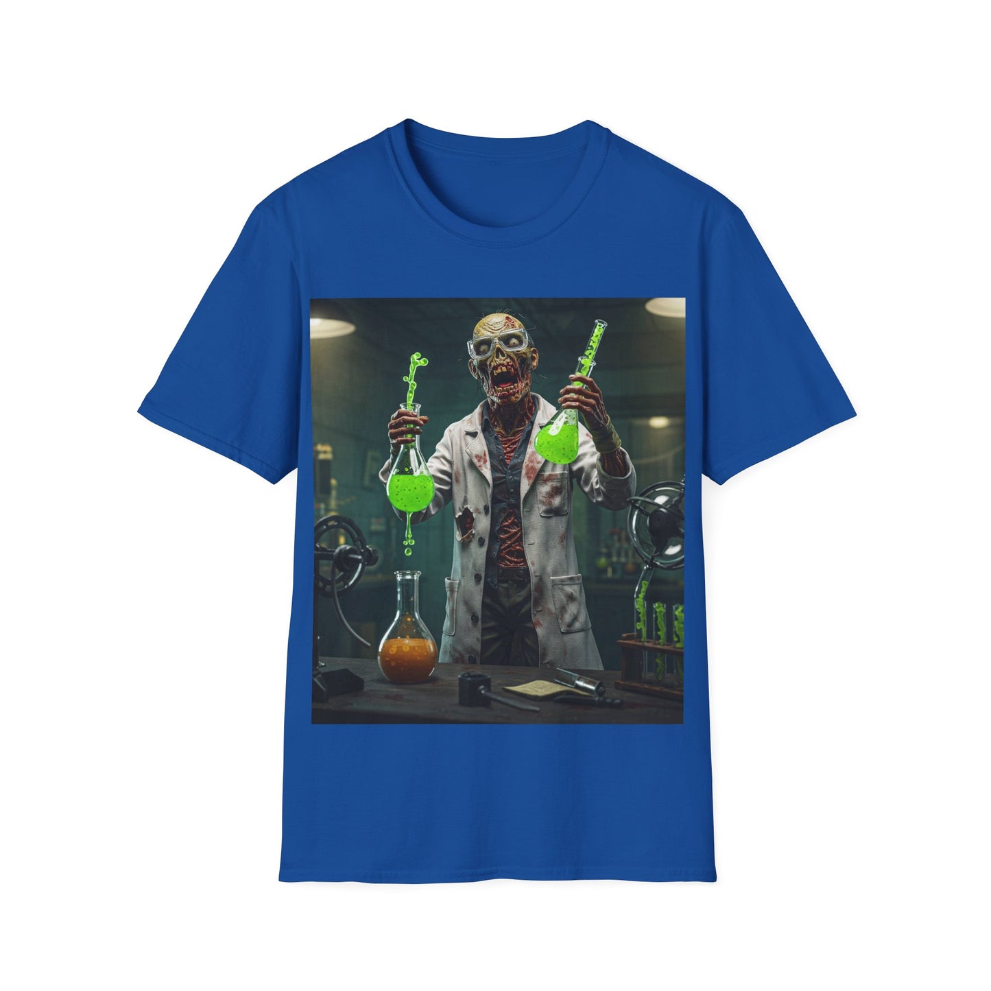 UK - Zombie Scientist Apocalyptic Portrait Tee, bold, decaying zombie graphic