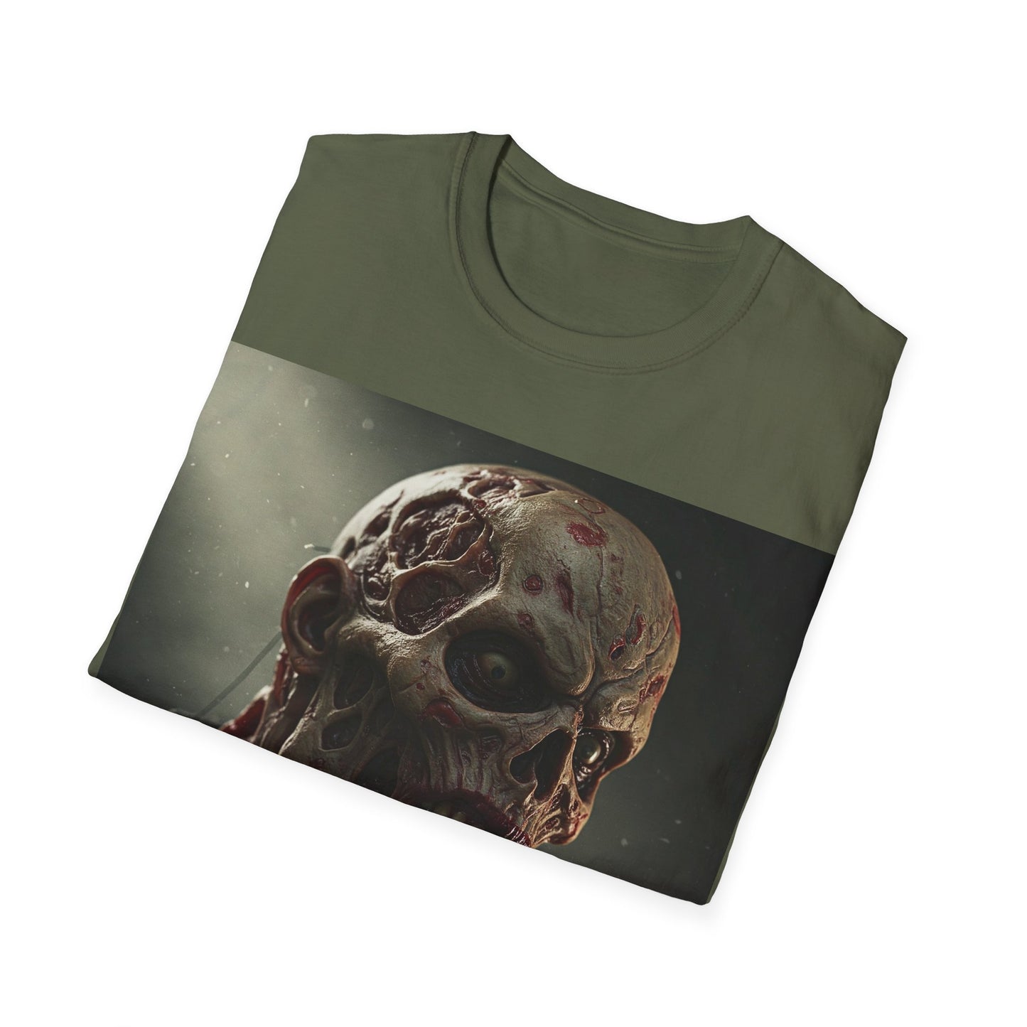 UK - Horror-Themed Unisex Softstyle T-Shirt with Zombie Design
