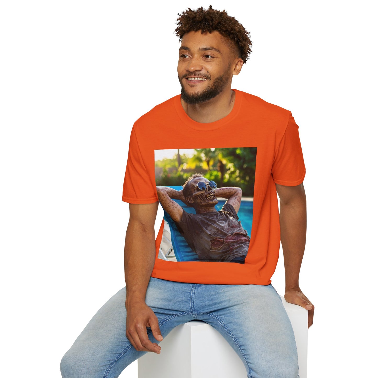 Chillin' Zombie Unisex Softstyle T-Shirt | Halloween Apparel