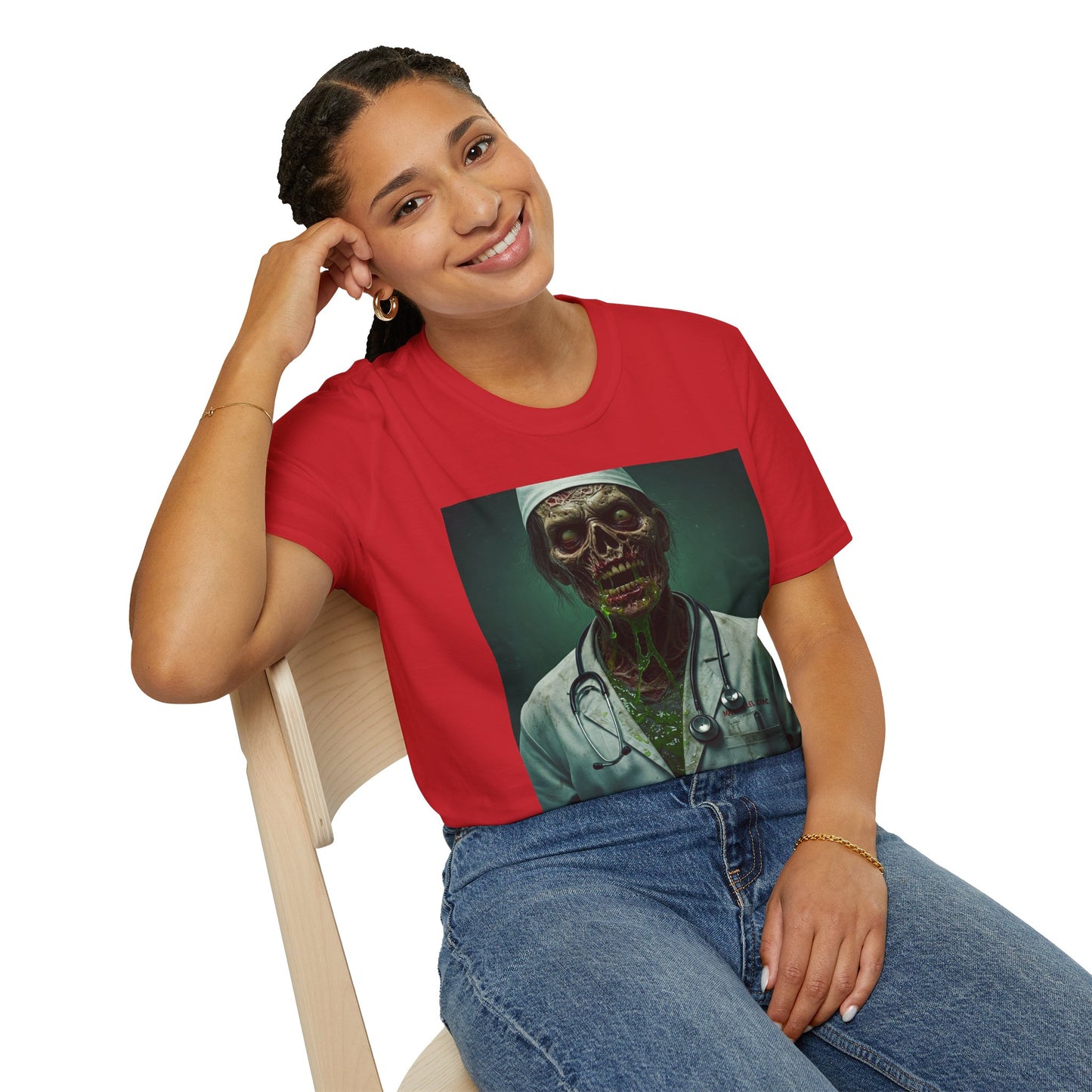 Zombie Doctor Unisex Softstyle T-Shirt - Perfect for Halloween and Horror Fans