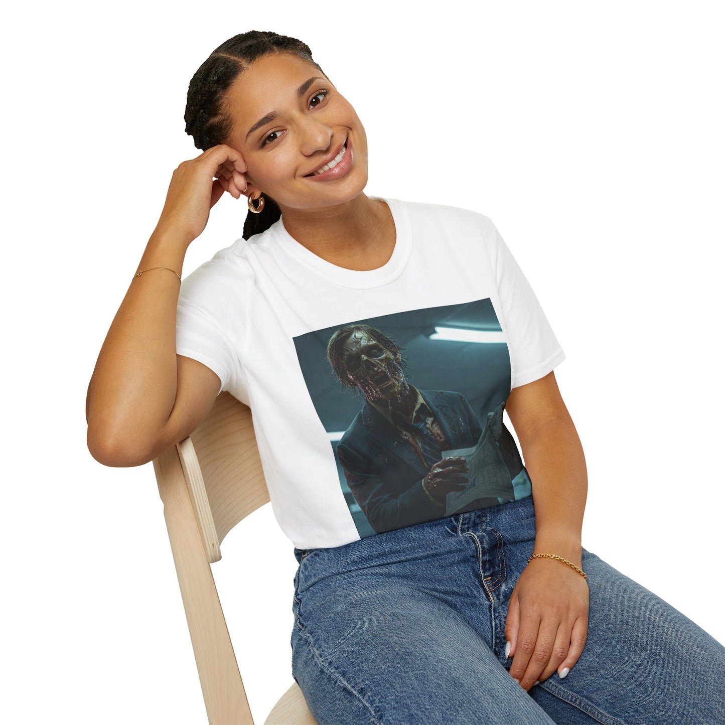 Zombie Horror Unisex Softstyle T-Shirt - Spooky Graphic Tee for Halloween and Horror Lovers