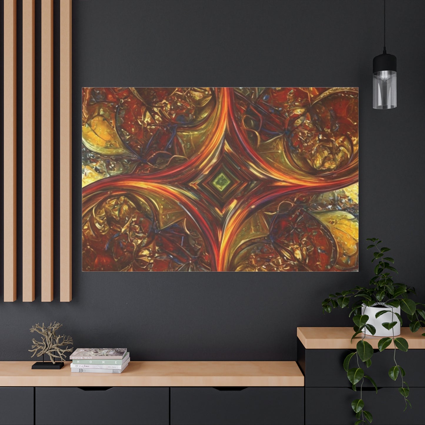 Abstract Art Matte Canvas Wall Decor - Vibrant Fractal Design, Colorful Home Accent