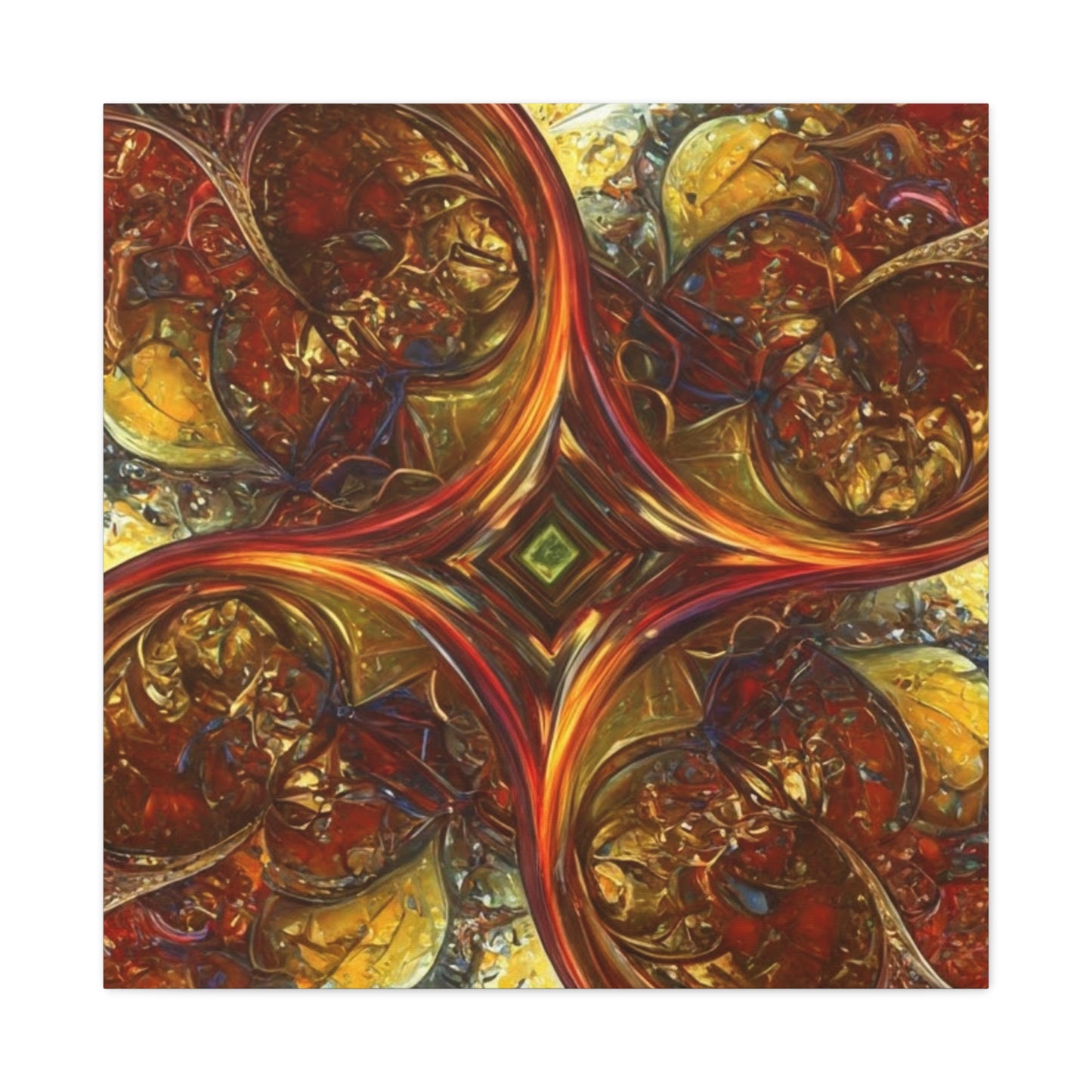 Abstract Art Matte Canvas Wall Decor - Vibrant Fractal Design, Colorful Home Accent