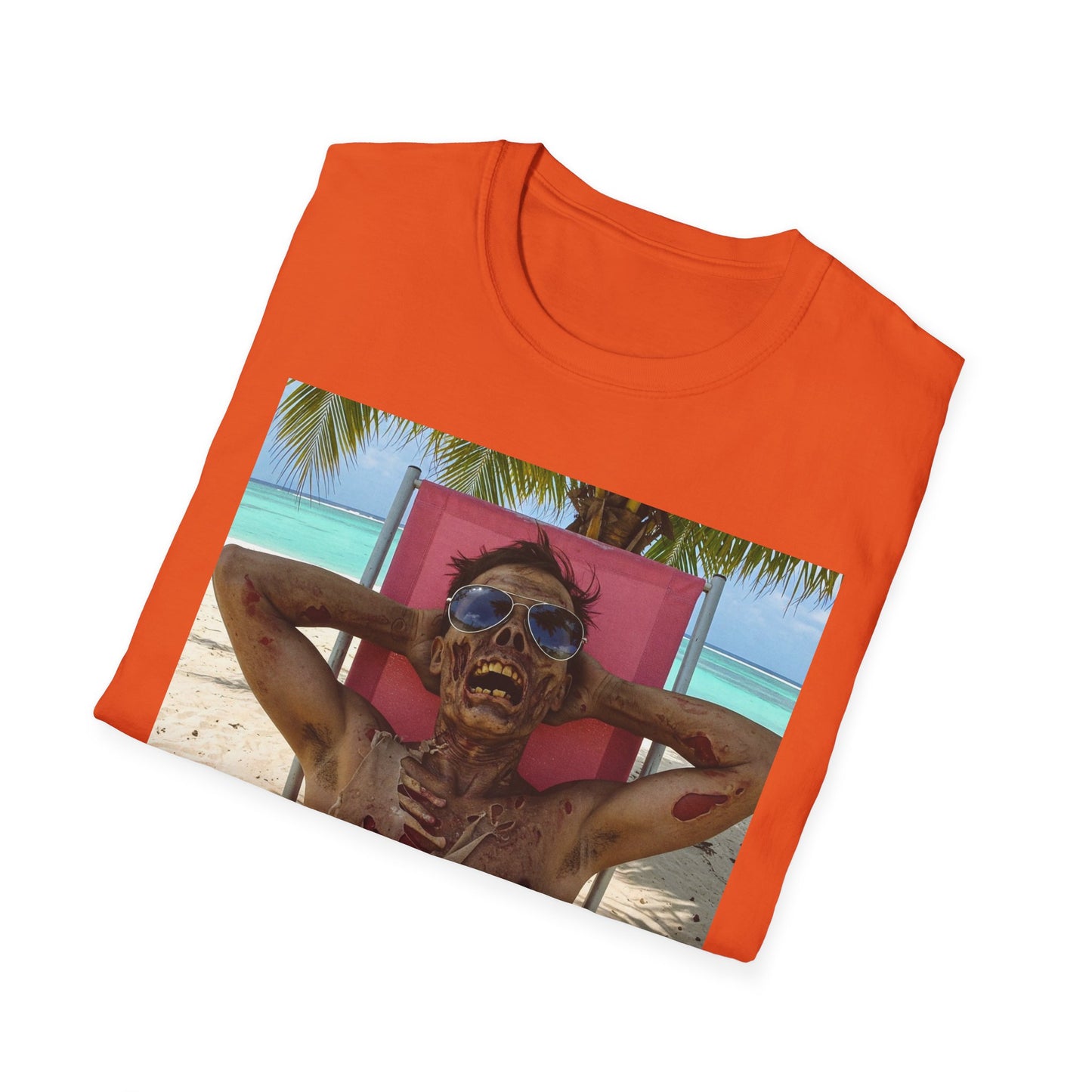 Chill Zombie Unisex Softstyle T-Shirt - Perfect for Beach Days & Halloween