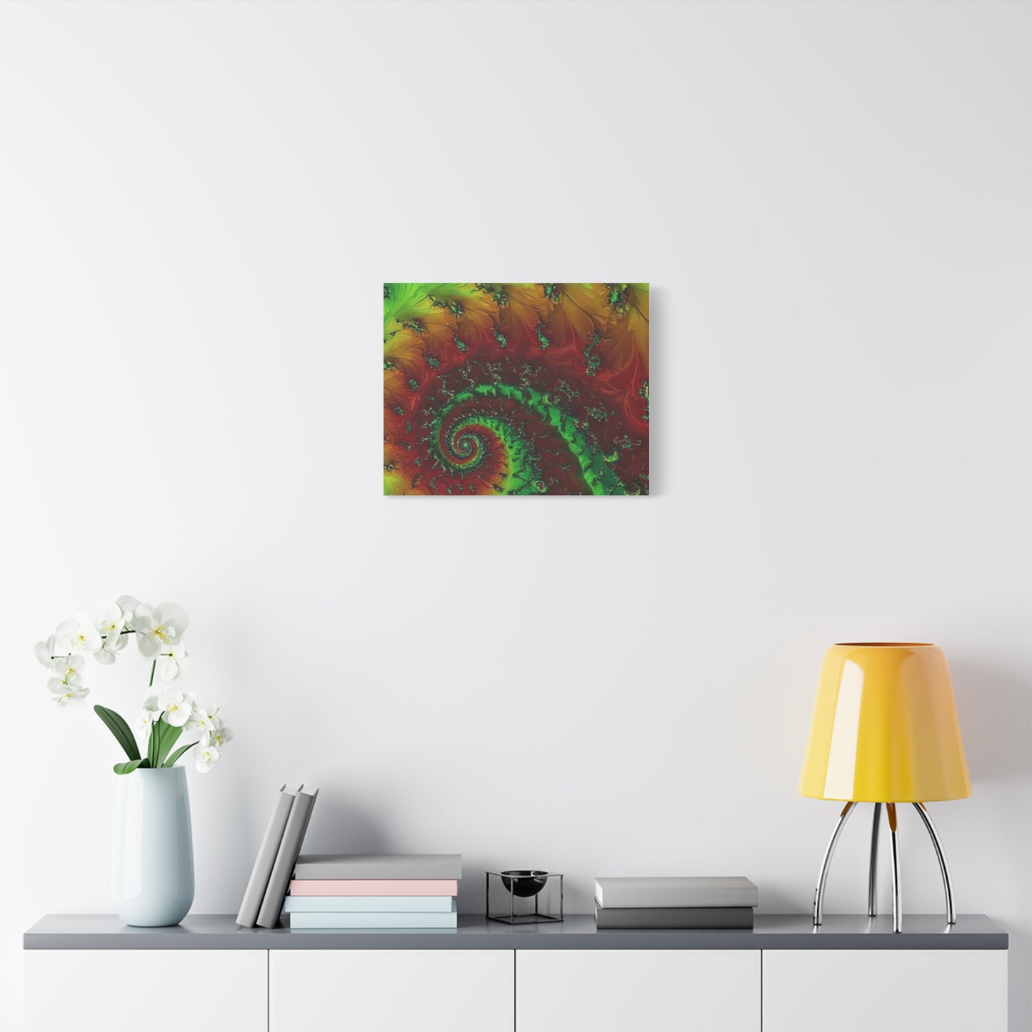 Vibrant Fractal Art Canvas - Green and Red Abstract Wall Decor