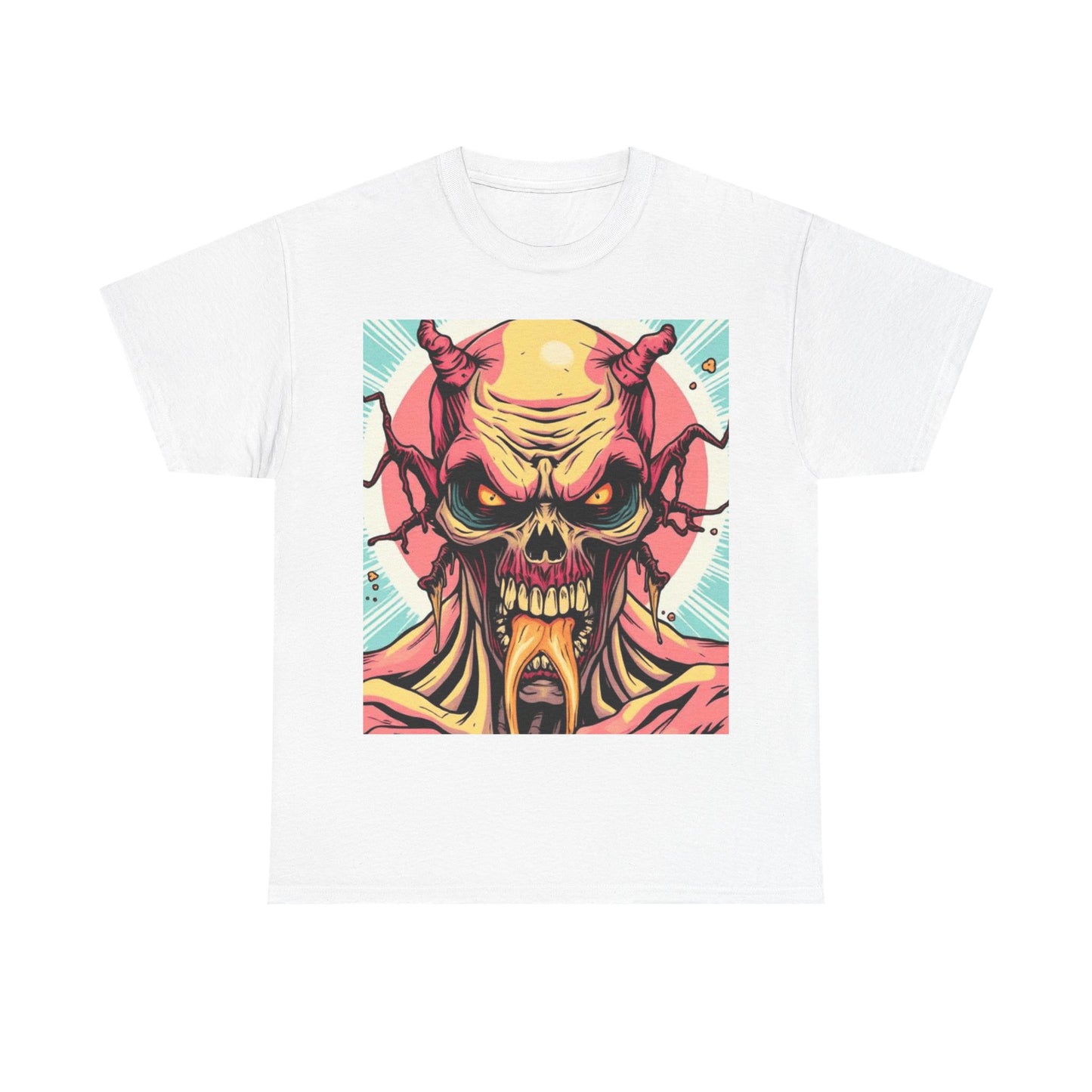 UK - Unisex Heavy Cotton Tee - Demon Skull Graphic Tee for Alternative Fashion Lovers
