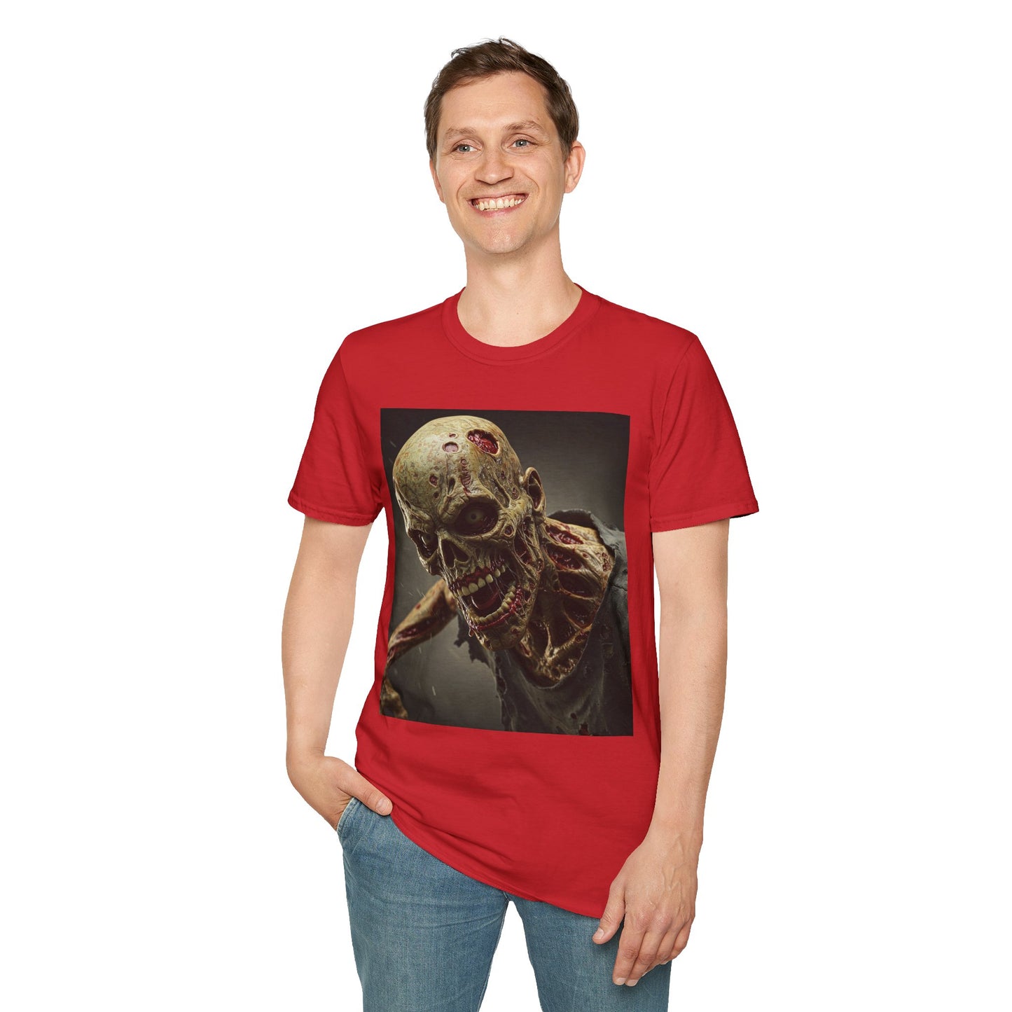 Zombie Skull Unisex Softstyle T-Shirt - Spooky Halloween Tee