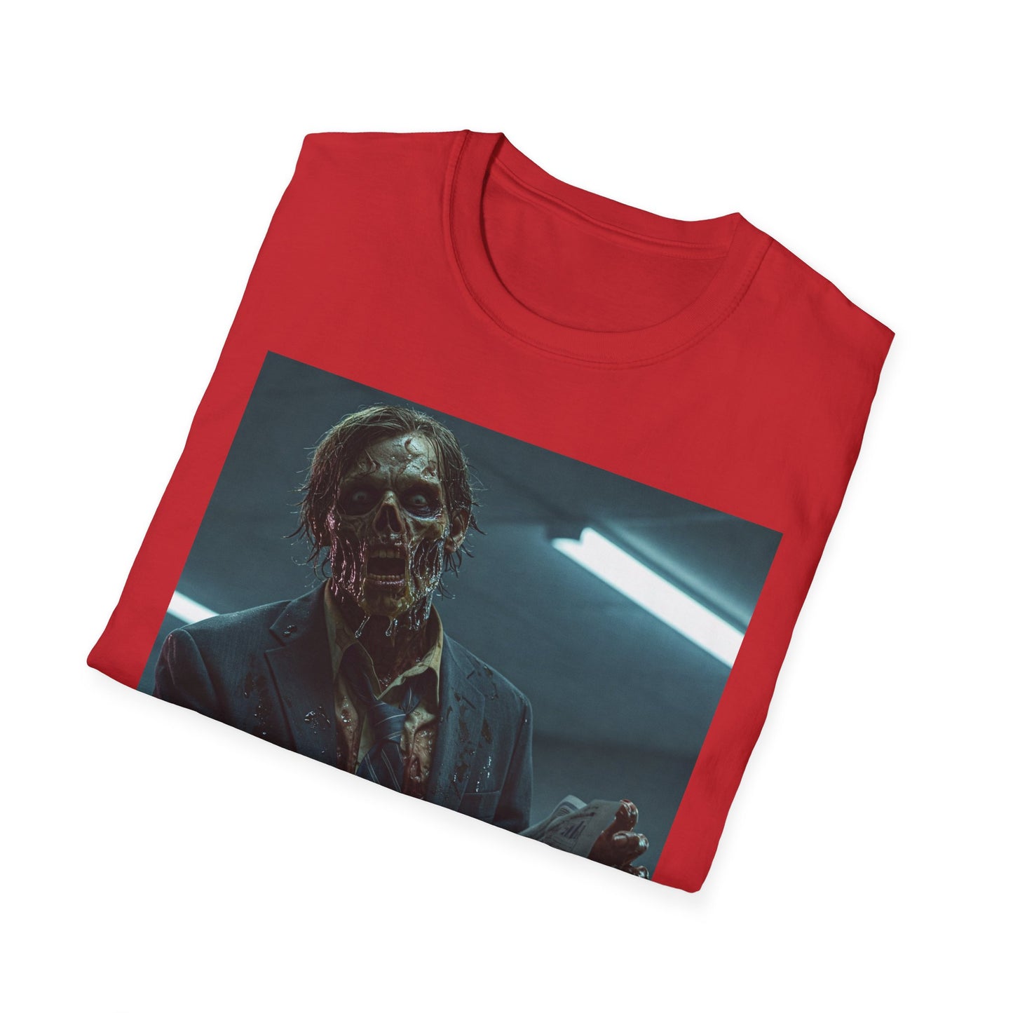 Zombie Horror Unisex Softstyle T-Shirt - Spooky Graphic Tee for Halloween and Horror Lovers