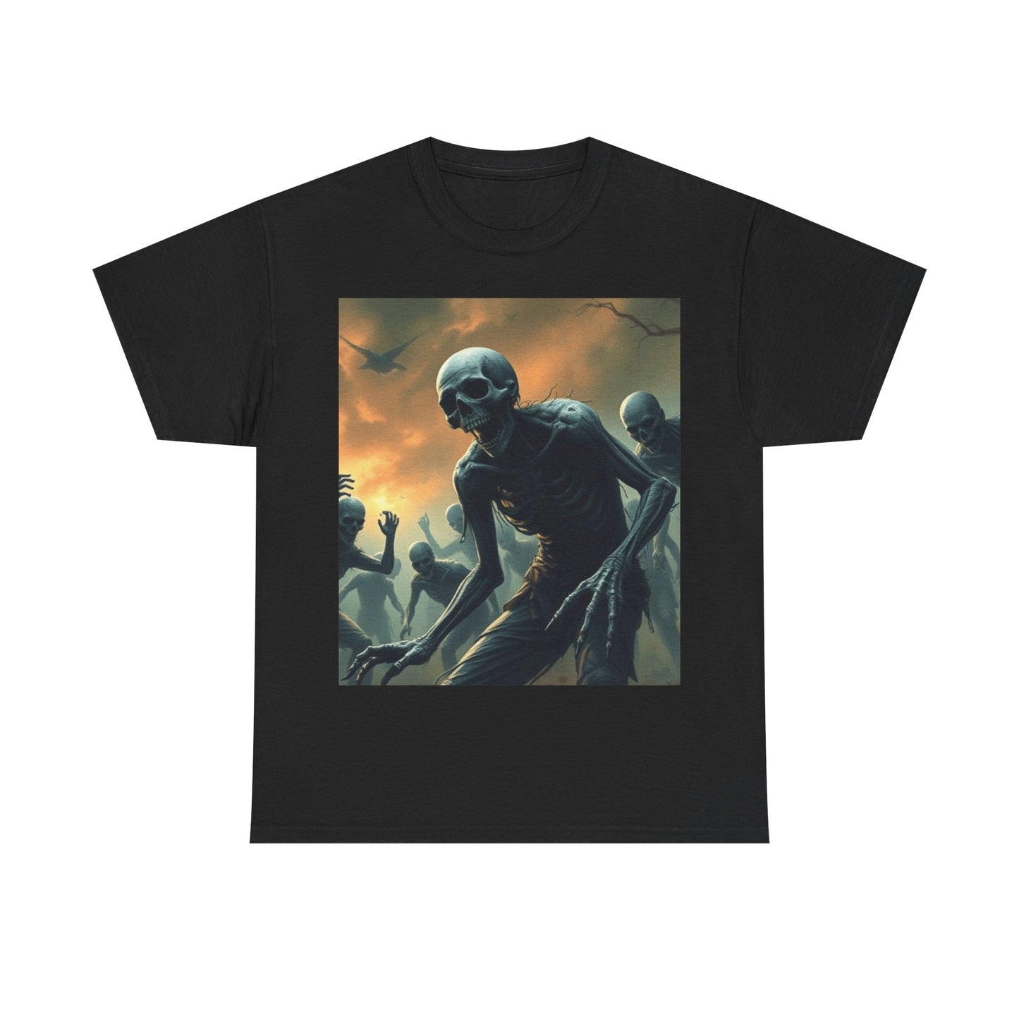 UK - Unisex Heavy Cotton Tee - Eerie Skeleton Design for Halloween Enthusiasts