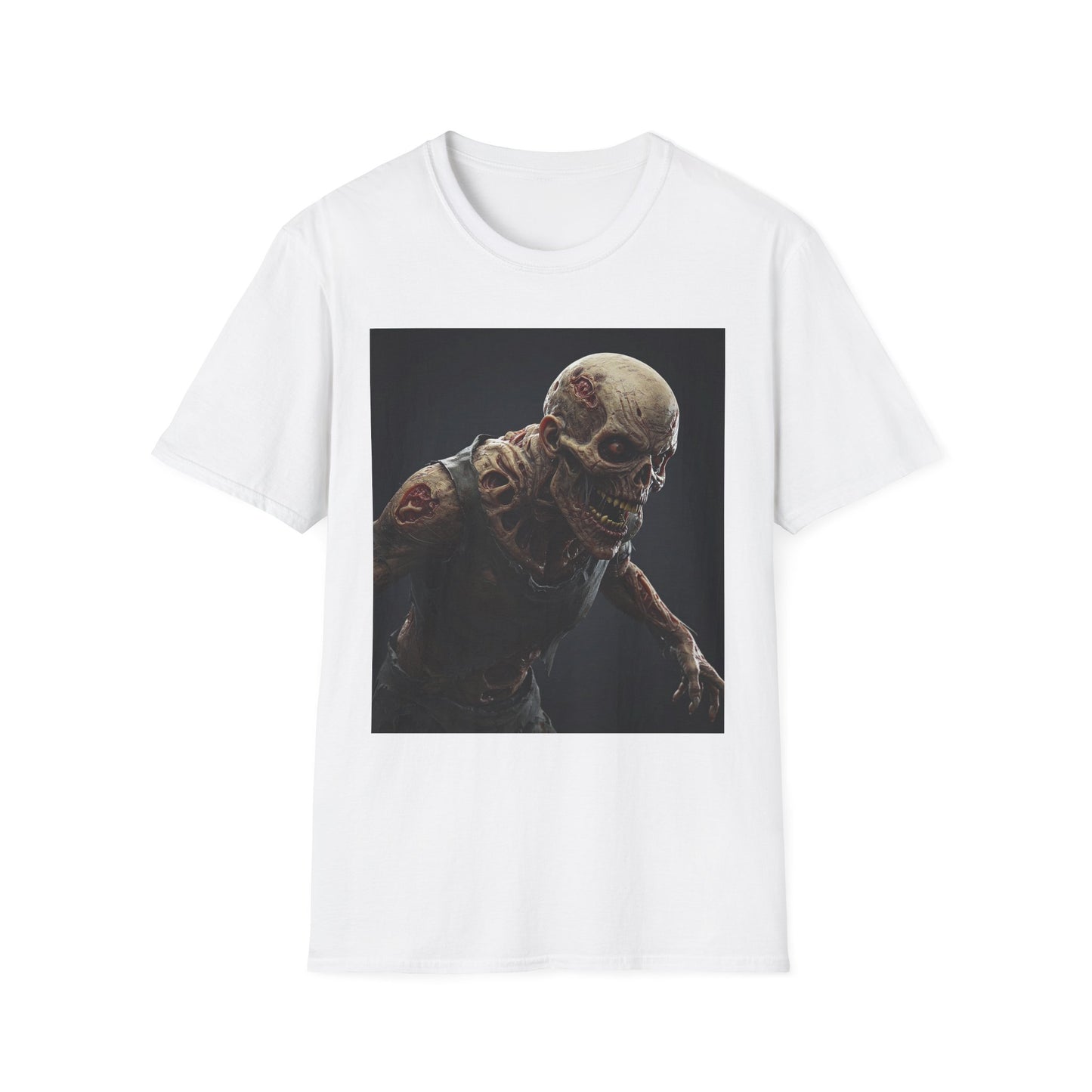Creepy Skeleton Graphic Unisex Softstyle T-Shirt - Perfect for Halloween & Horror Fans