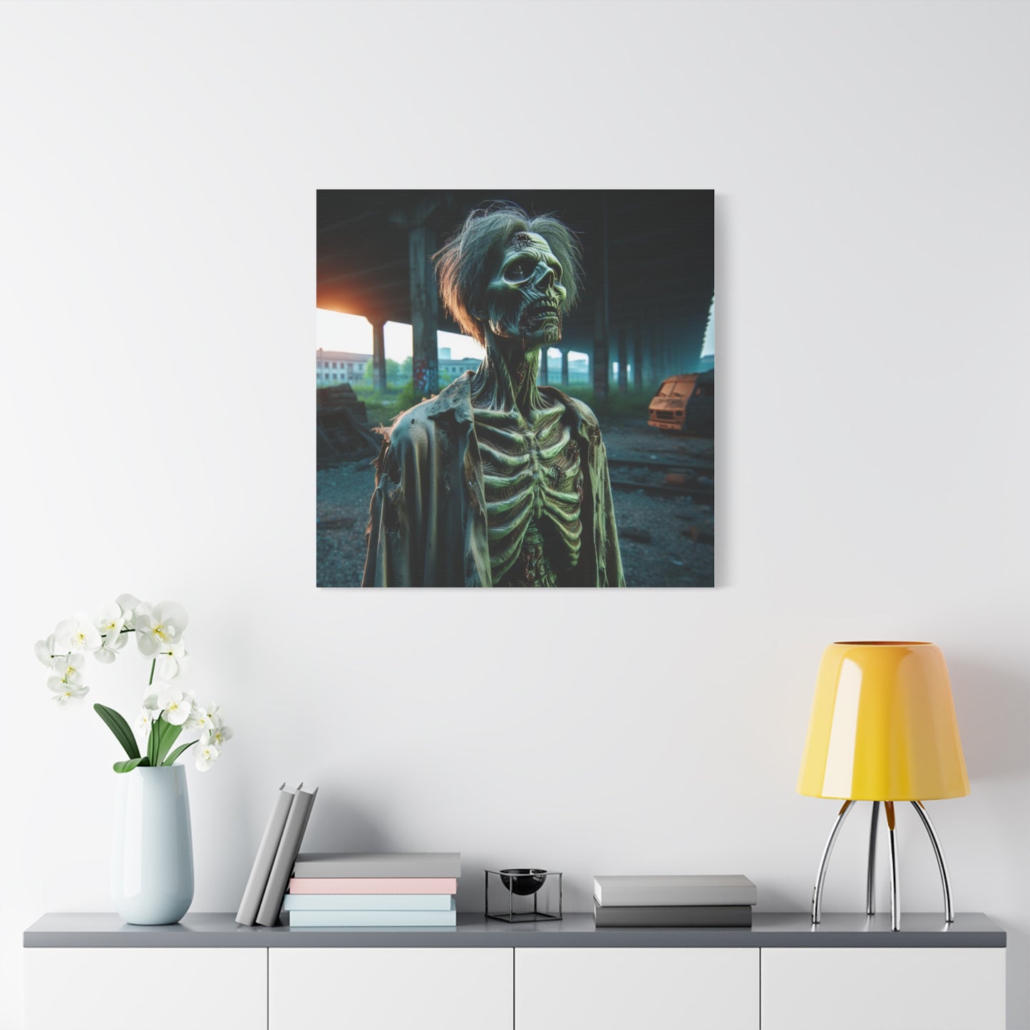 Creepy Skeleton Wall Art | Matte Canvas Decor for Halloween & Gothic Lovers