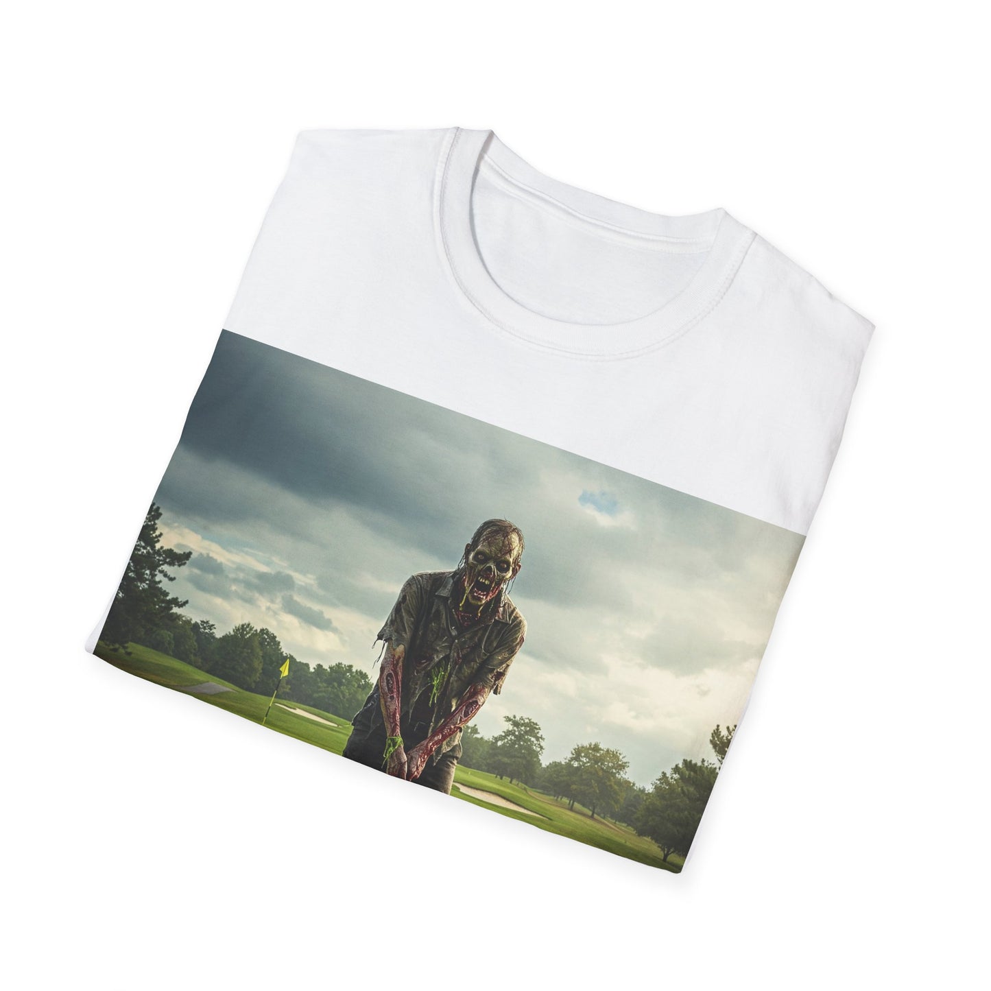 UK - Inspirational Golf Swing Apocalyptic Portrait Tee, bold, decaying zombie graphic