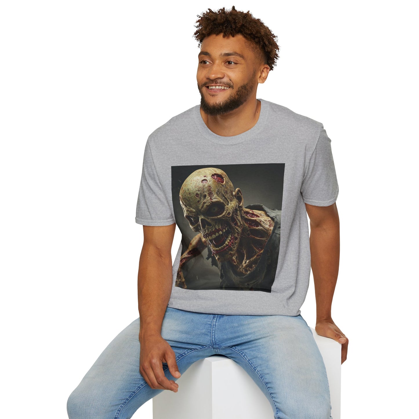 Zombie Skull Unisex Softstyle T-Shirt - Spooky Halloween Tee