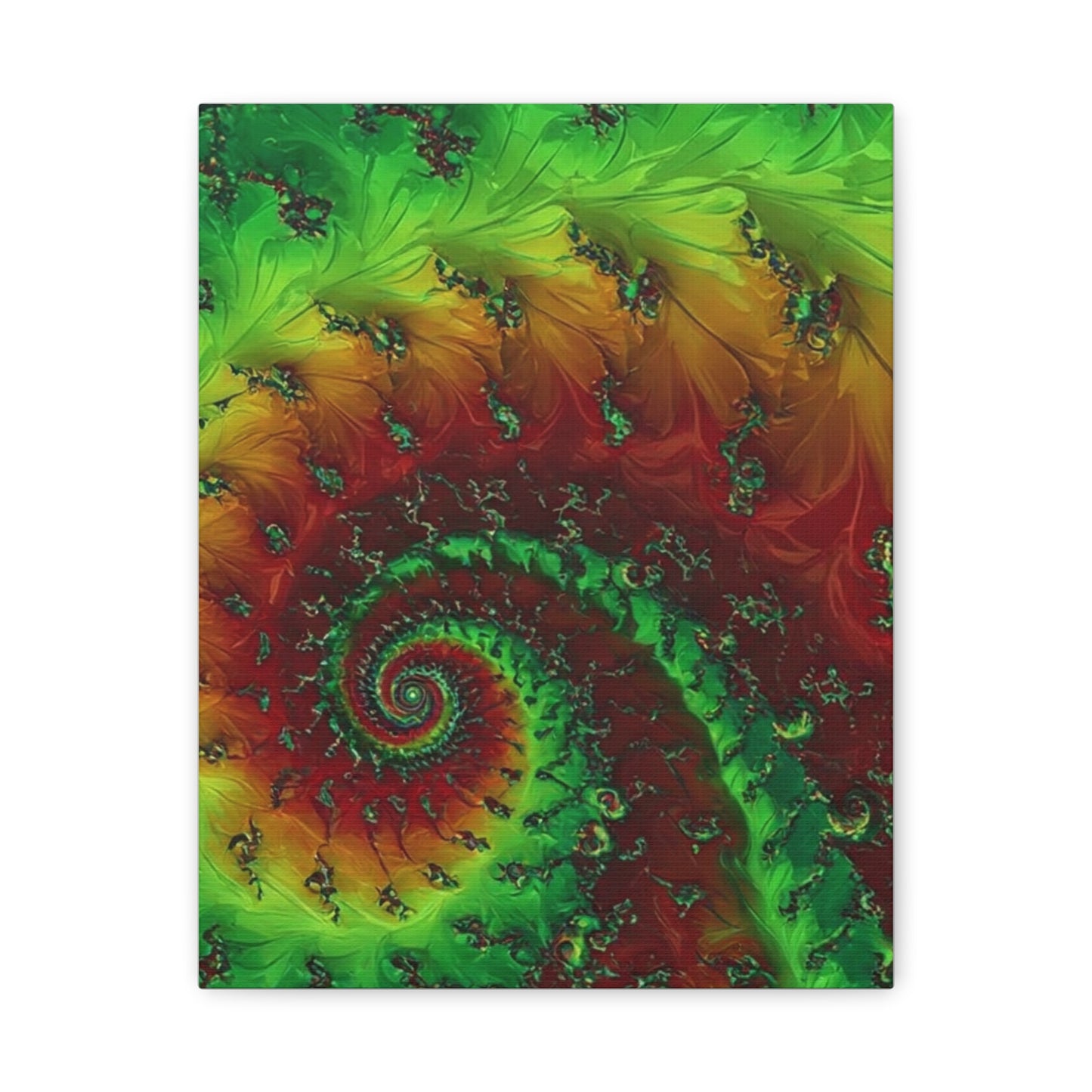 Vibrant Fractal Art Canvas - Green and Red Abstract Wall Decor