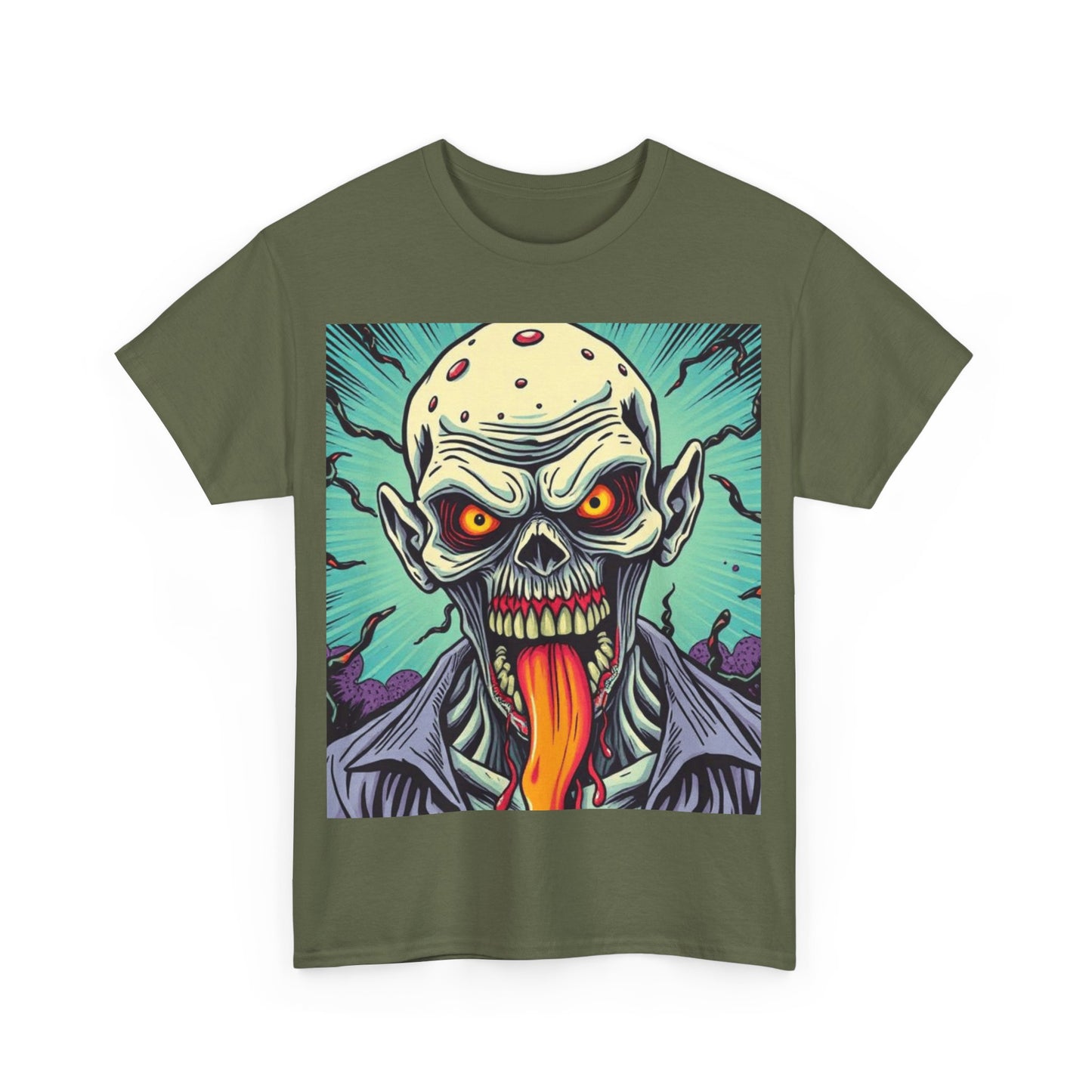 UK - Spooky Graphic Unisex Heavy Cotton Tee - Halloween Evil Zombie Design