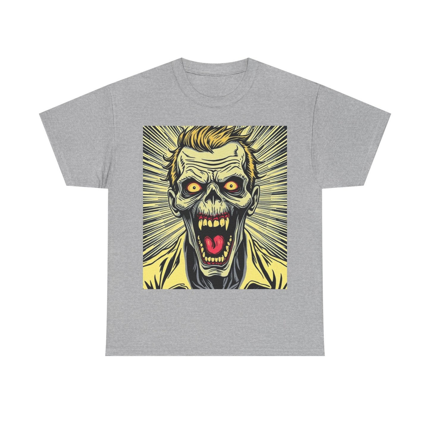 UK - Screaming Zombie Unisex Heavy Cotton Tee - Perfect for Halloween and Horror Fans