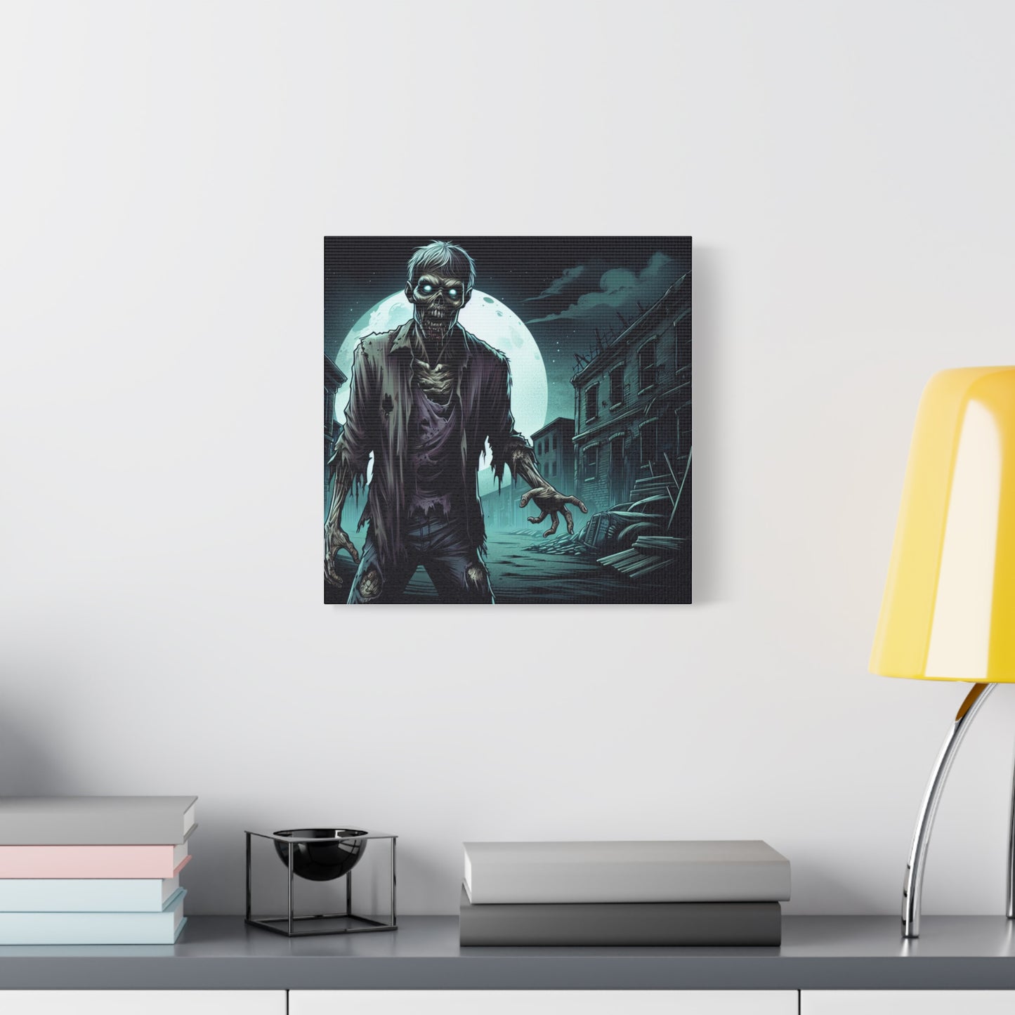 Zombie Moon Canvas Wall Art - Horror Decor for Halloween