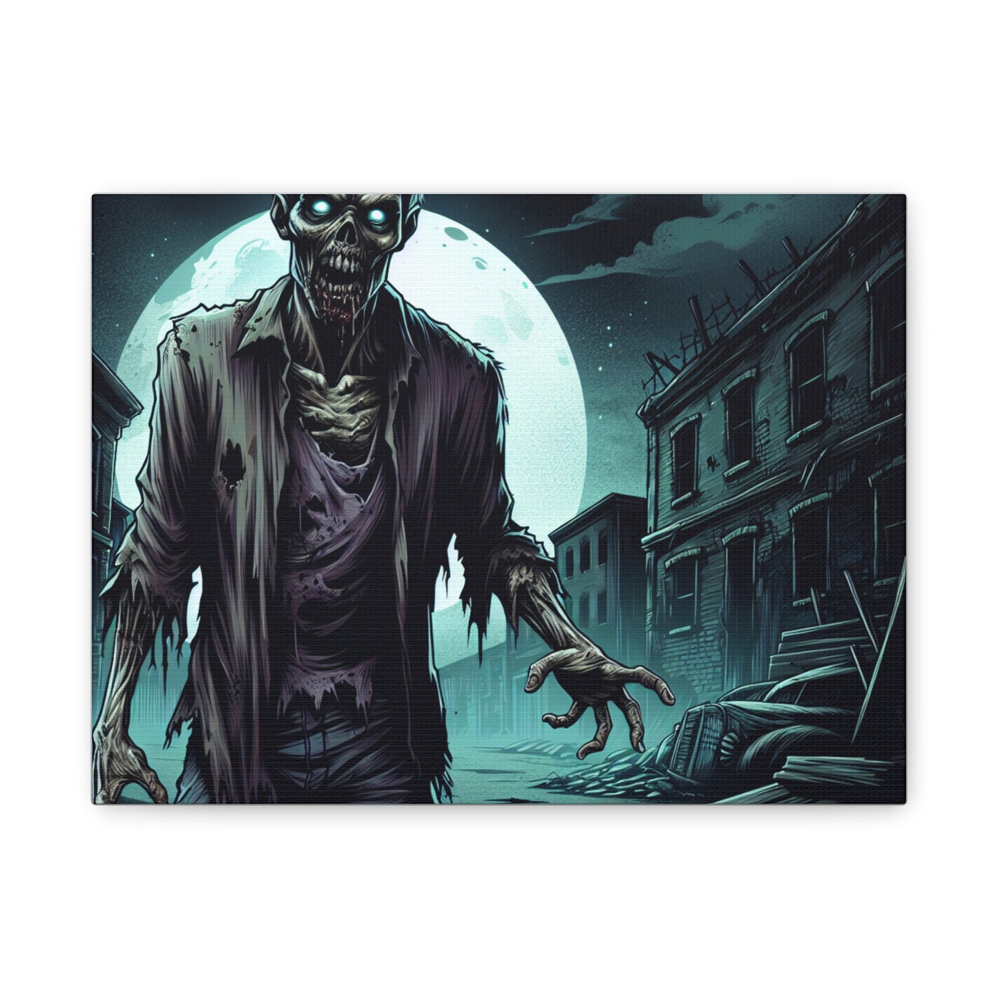 Zombie Moon Canvas Wall Art - Horror Decor for Halloween