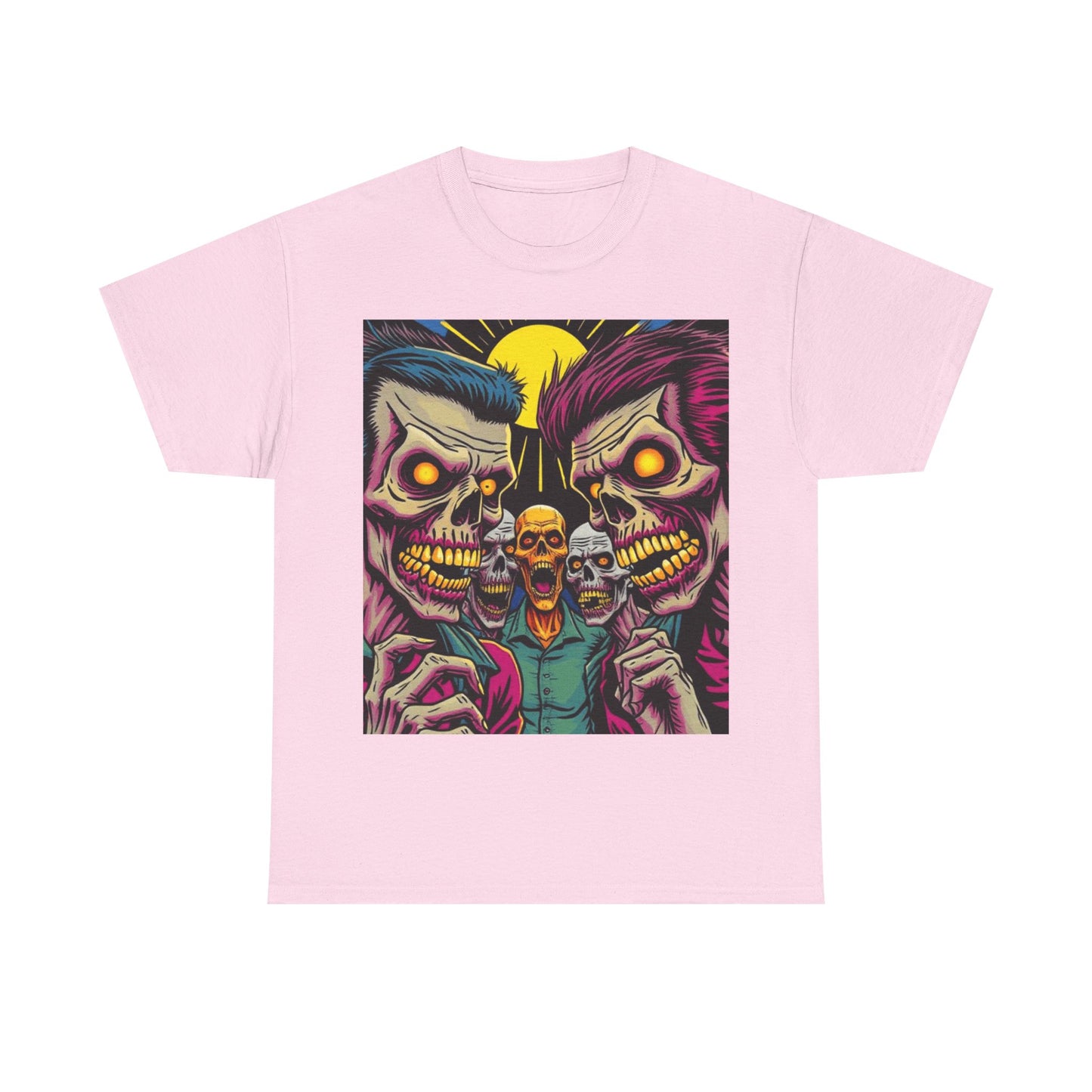 UK - Vibrant Skulls Unisex Heavy Cotton Tee - Edgy Graphic T-Shirt for Horror Fans