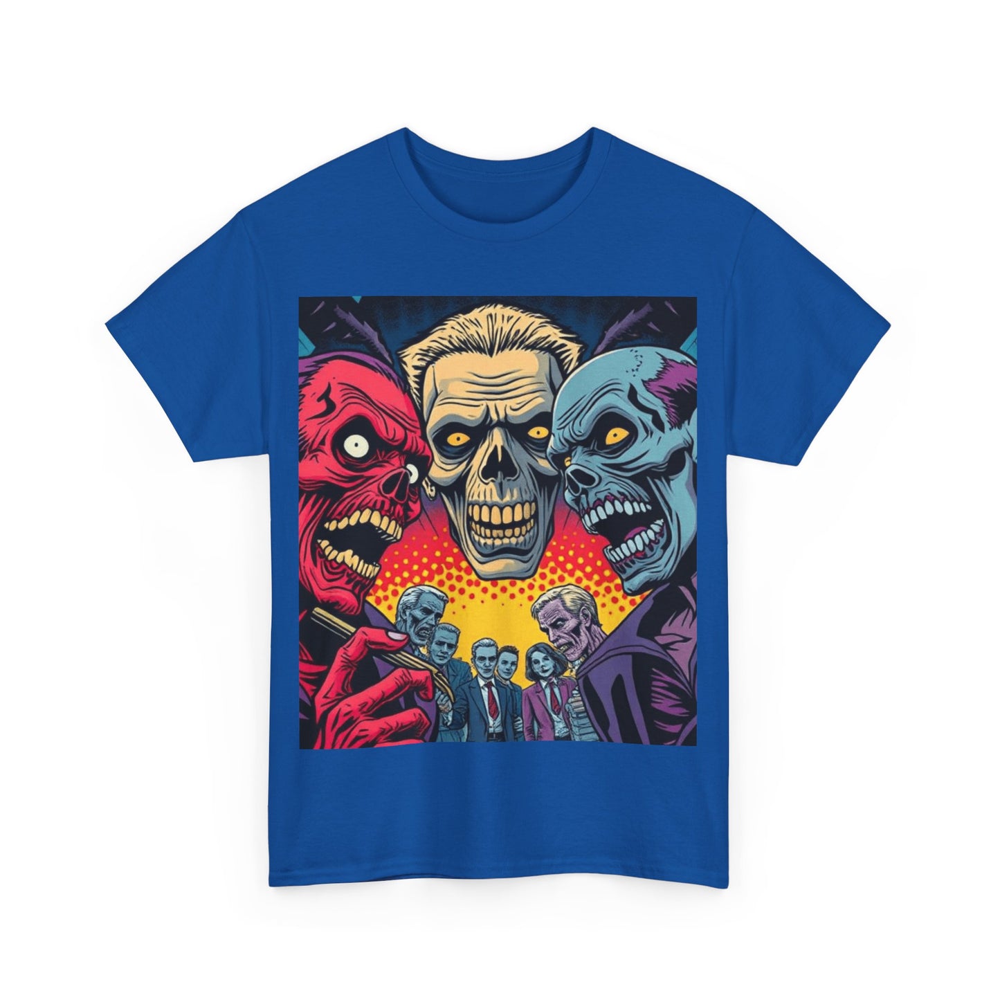 UK - Unisex Heavy Cotton Tee - Colorful Skeleton Design, Perfect for Halloween and Horror Fans