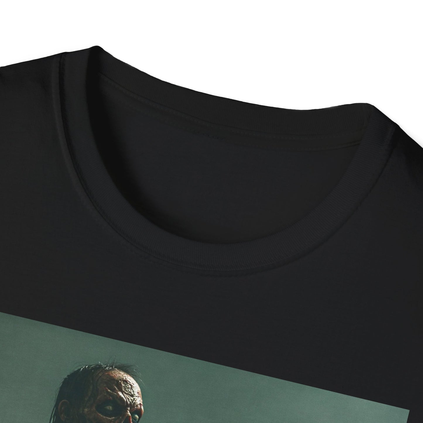 Zombie Jazz Musician Apocalyptic Portrait Tee, bold, decaying zombie graphic