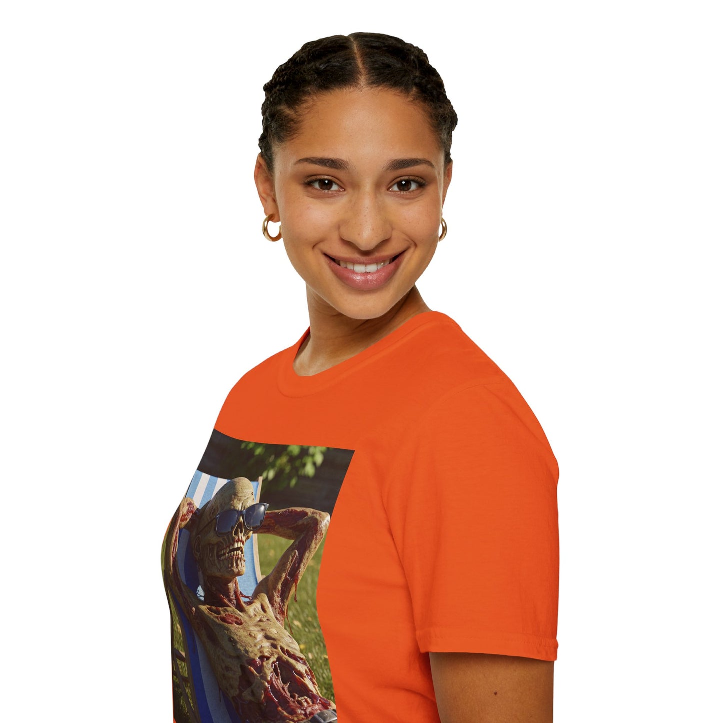 Chillin' Skeleton Unisex Softstyle T-Shirt - Casual Halloween Vibe