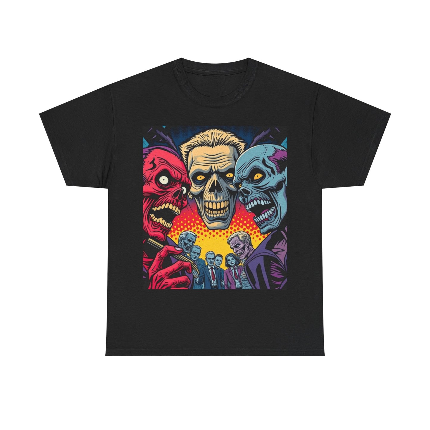 UK - Unisex Heavy Cotton Tee - Colorful Skeleton Design, Perfect for Halloween and Horror Fans