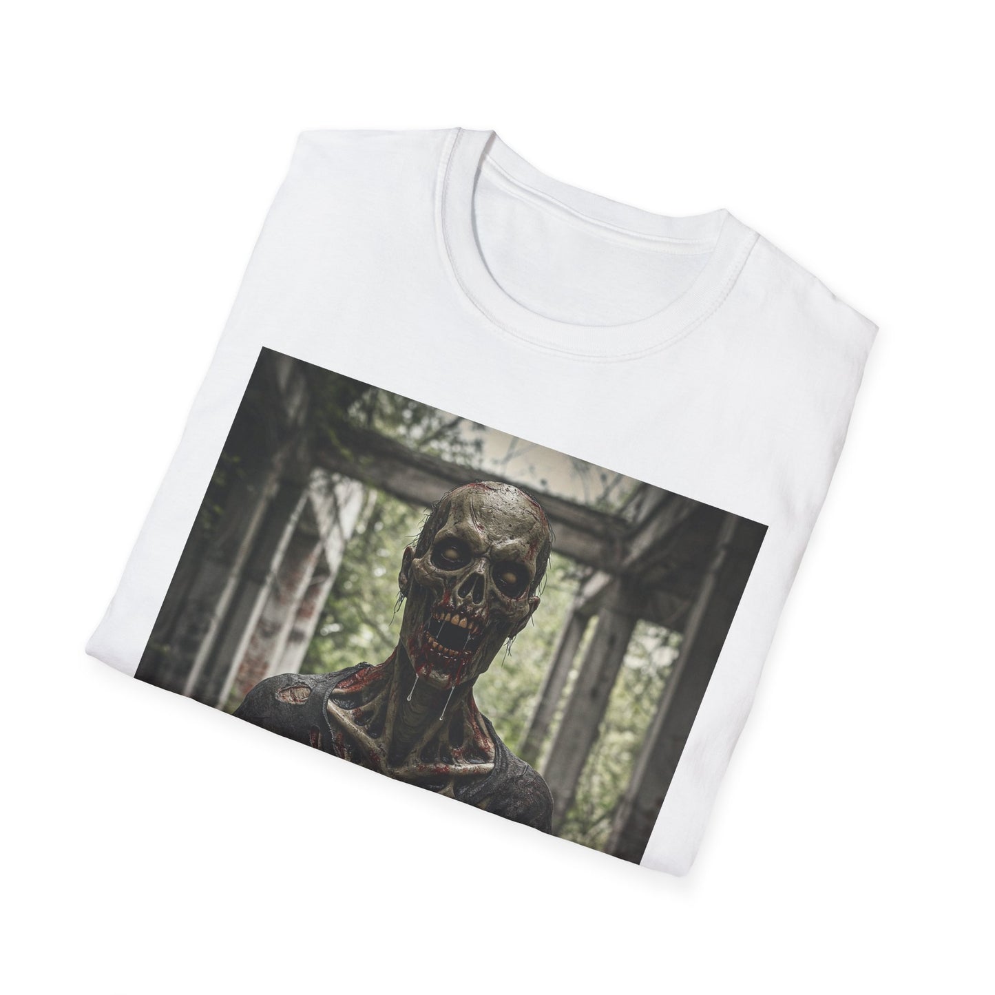 Apocalyptic Portrait Tee, bold, decaying zombie graphic