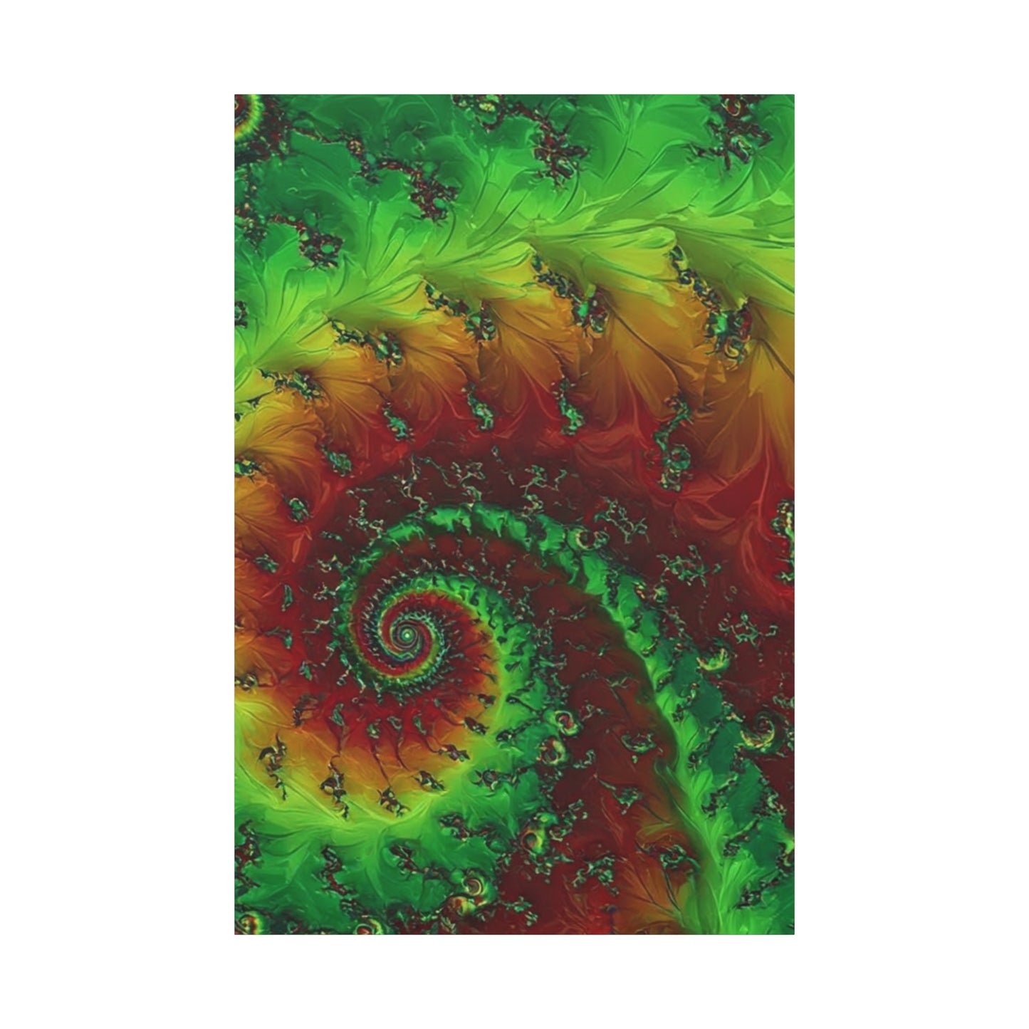 Vibrant Fractal Art Canvas - Green and Red Abstract Wall Decor