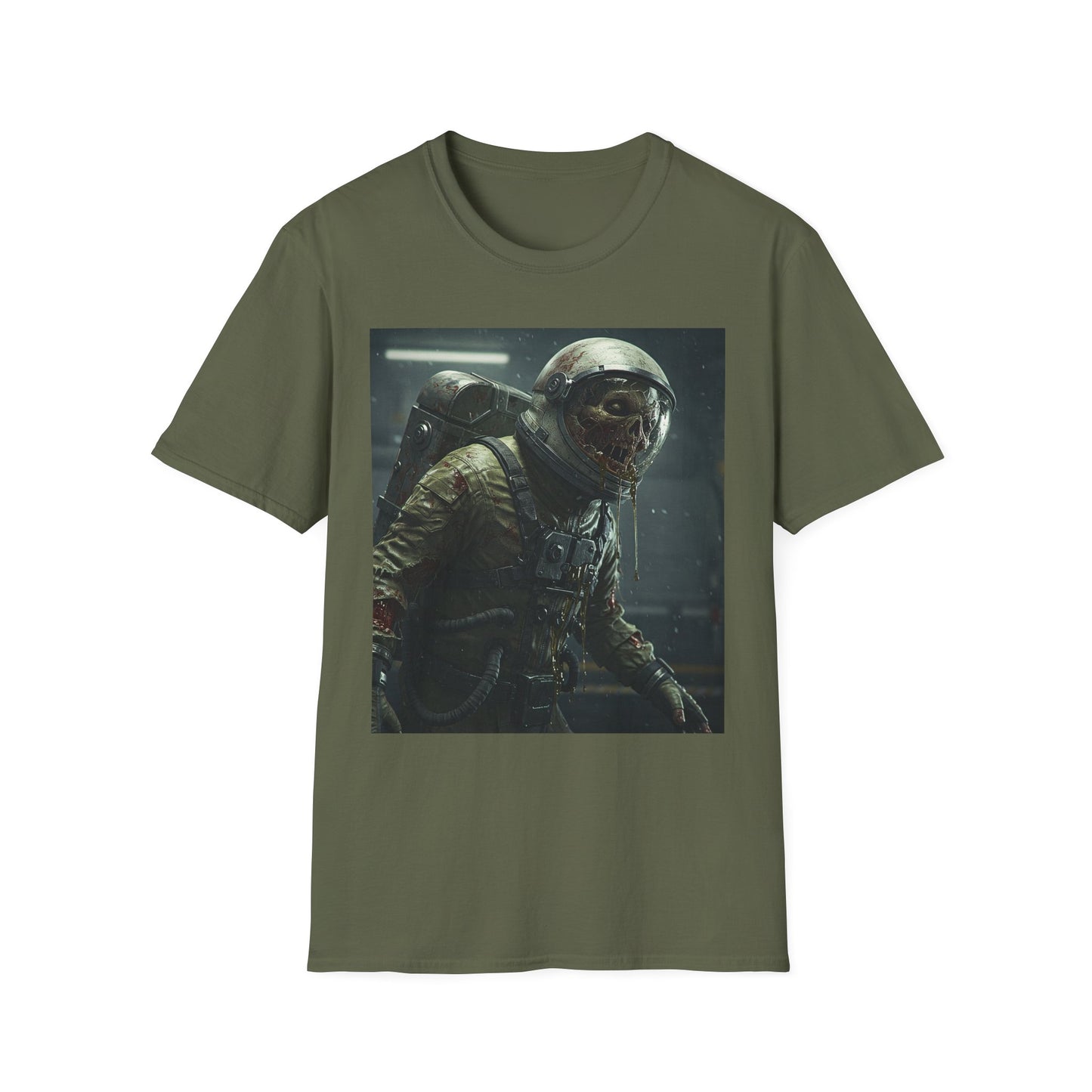 Astronaut Skeleton Apocalyptic Portrait Tee, bold, decaying zombie graphic