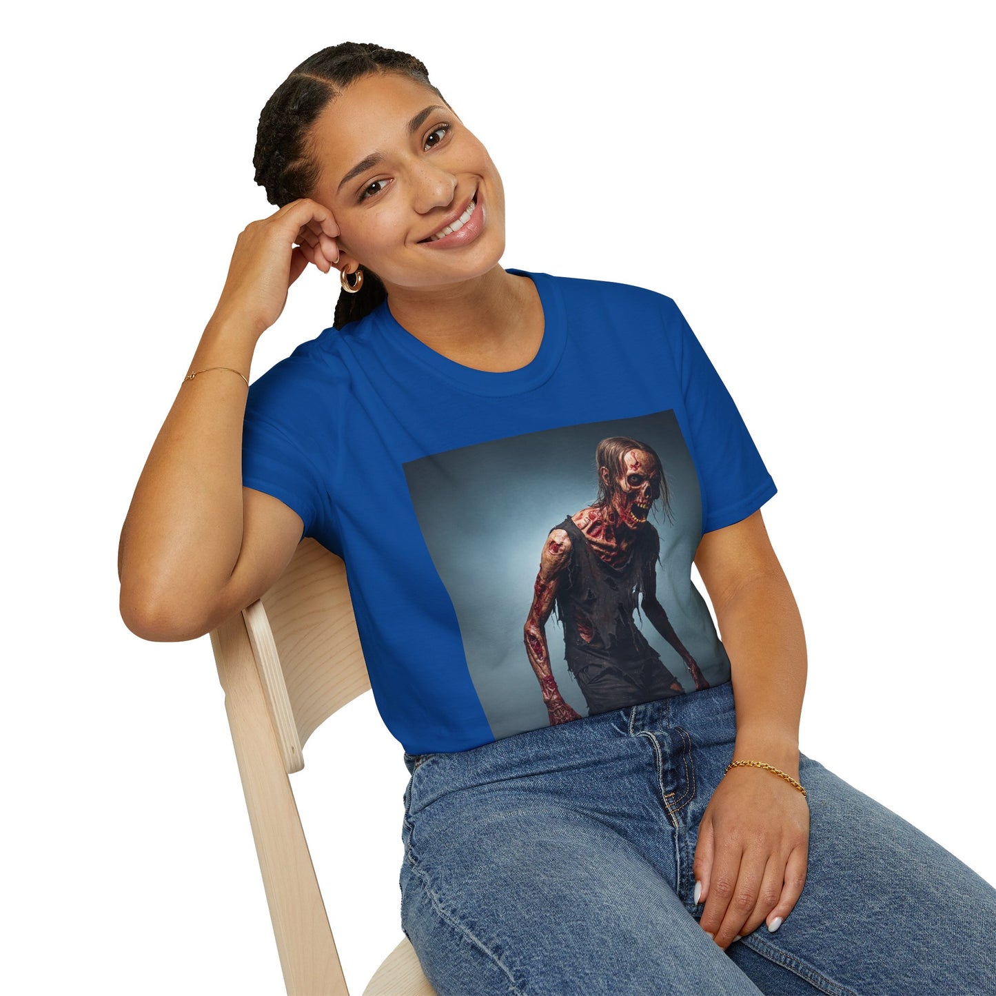Zombie Graphic Unisex Softstyle T-Shirt - Perfect for Halloween and Horror Fans