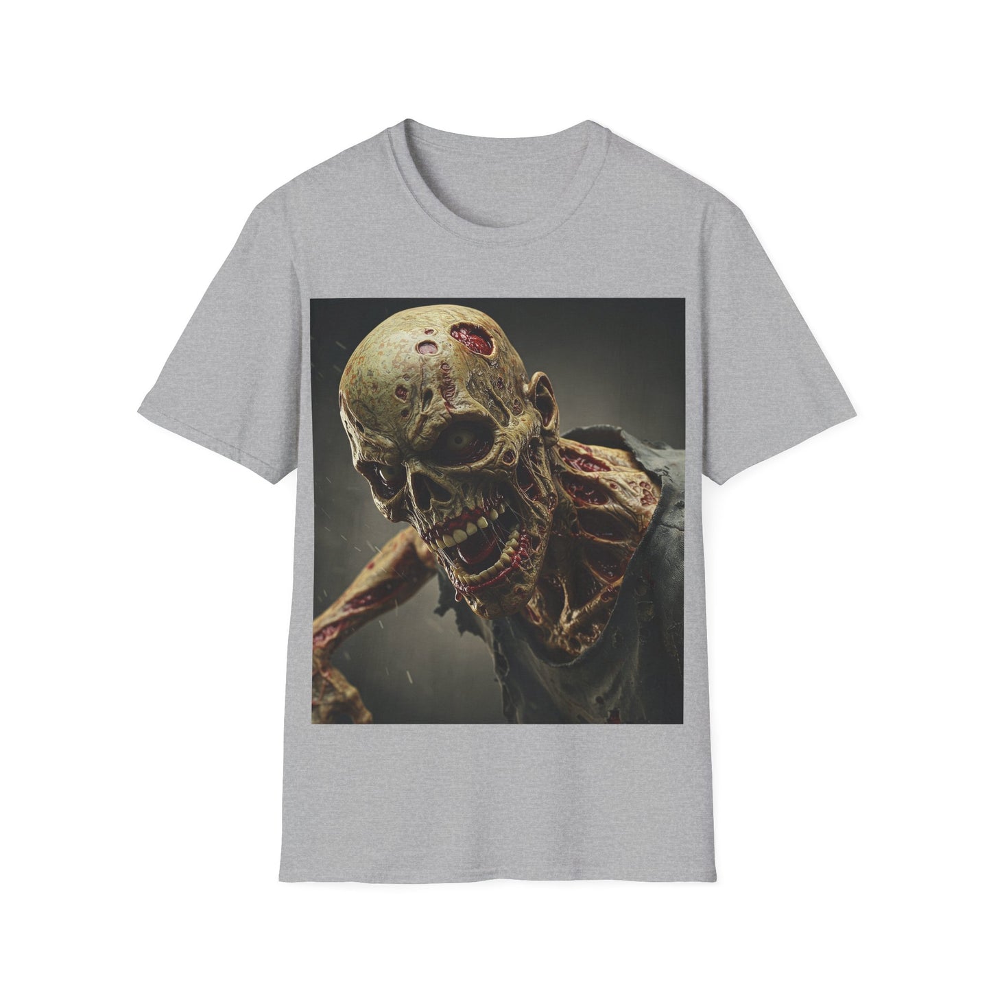 UK - Zombie Skull Unisex Softstyle T-Shirt - Spooky Halloween Tee