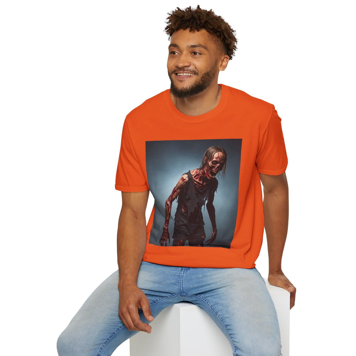 Zombie Graphic Unisex Softstyle T-Shirt - Perfect for Halloween and Horror Fans