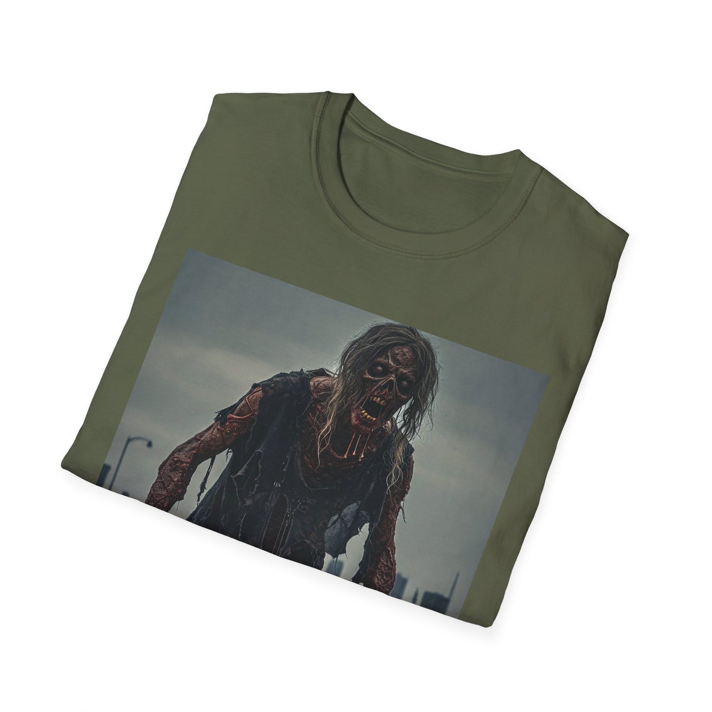 Apocalyptic Portrait Tee, bold, decaying zombie graphic