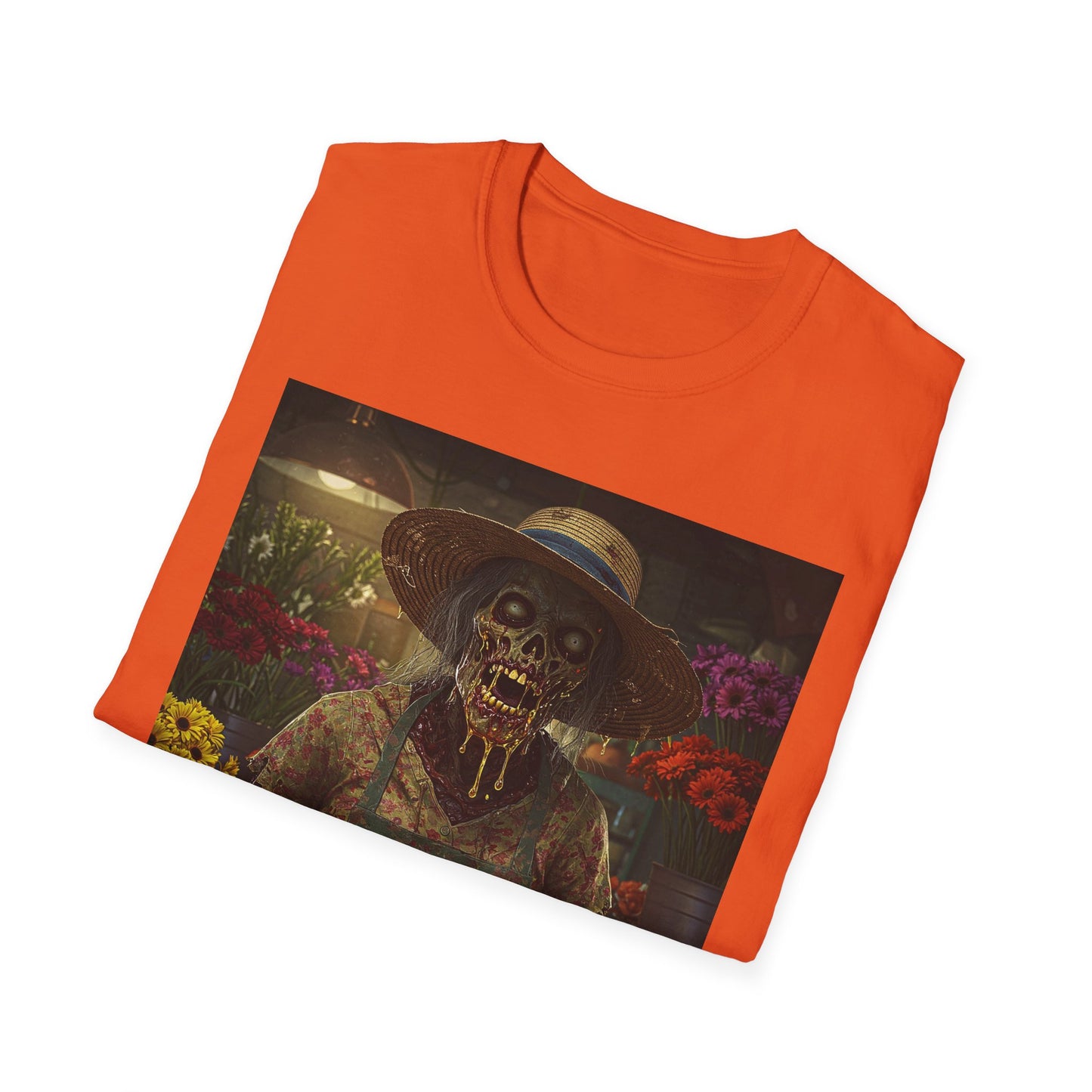 Unisex Softstyle T-Shirt - Vintage Floral Skeleton Design for Halloween