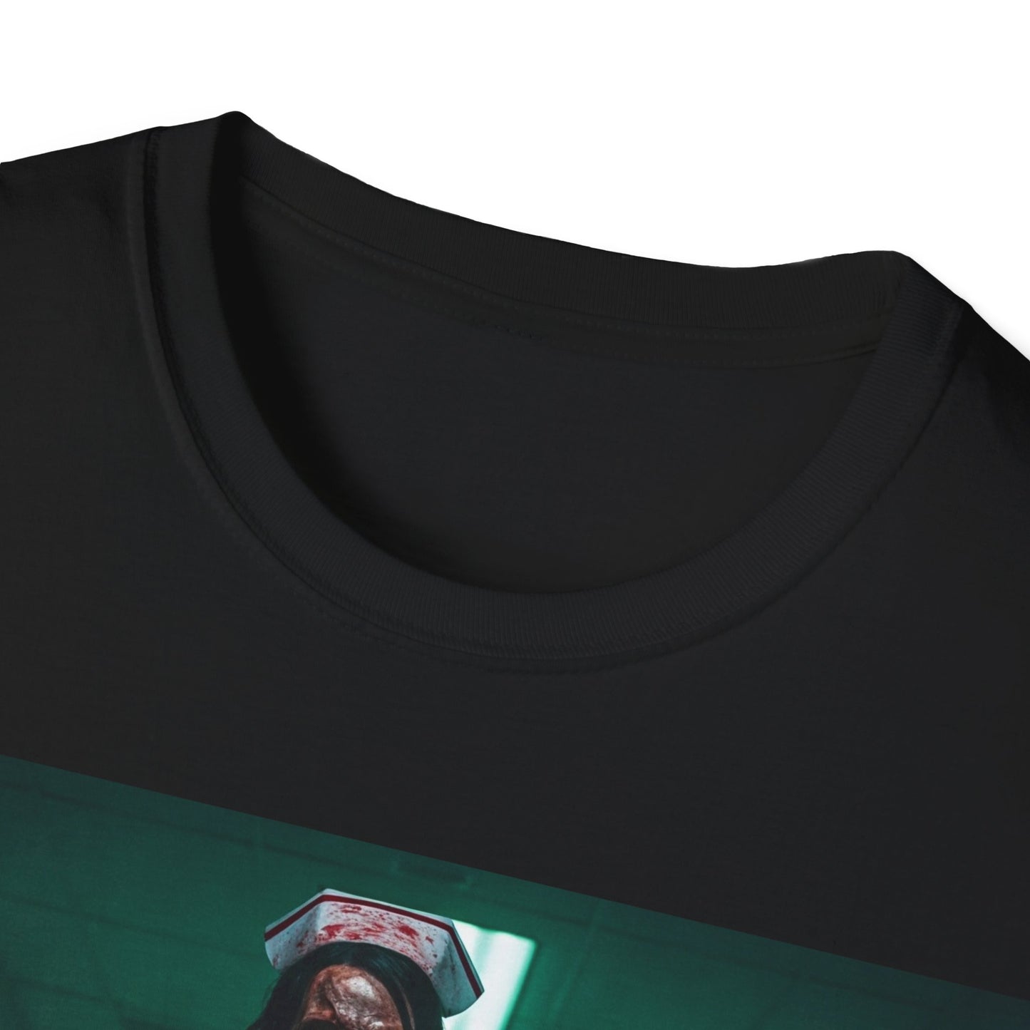 UK - Creepy Nurse Design Apocalyptic Portrait Tee, bold, decaying zombie graphic
