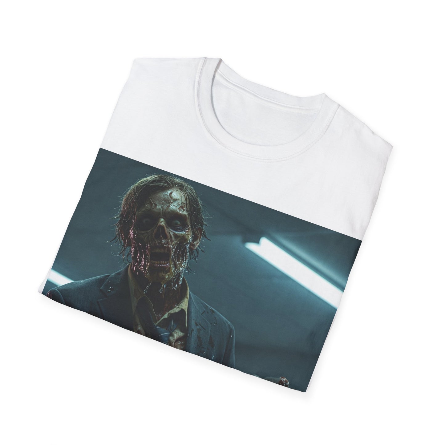 UK - Zombie Horror Unisex Softstyle T-Shirt - Spooky Graphic Tee for Halloween and Horror Lovers