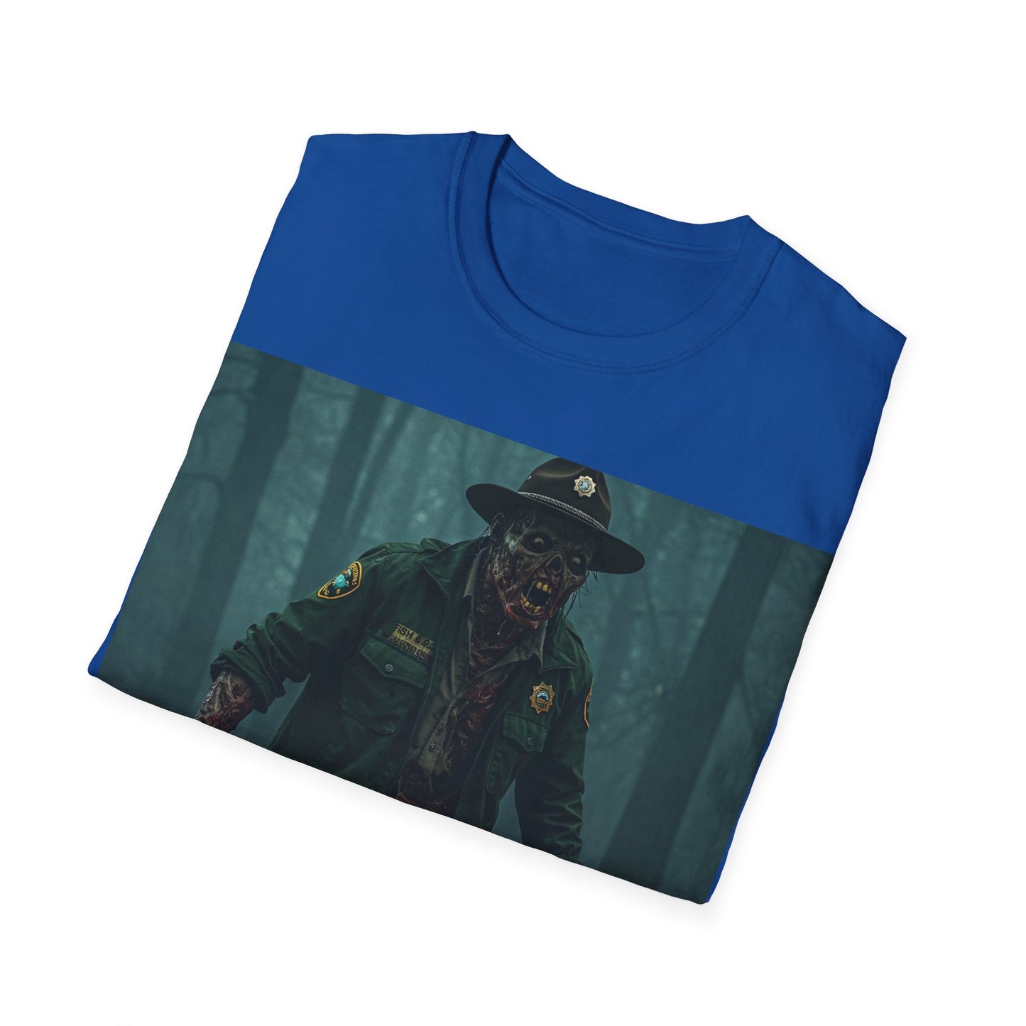 UK - Creepy Forest Ranger Unisex Softstyle T-Shirt - Perfect for Halloween & Horror Fans